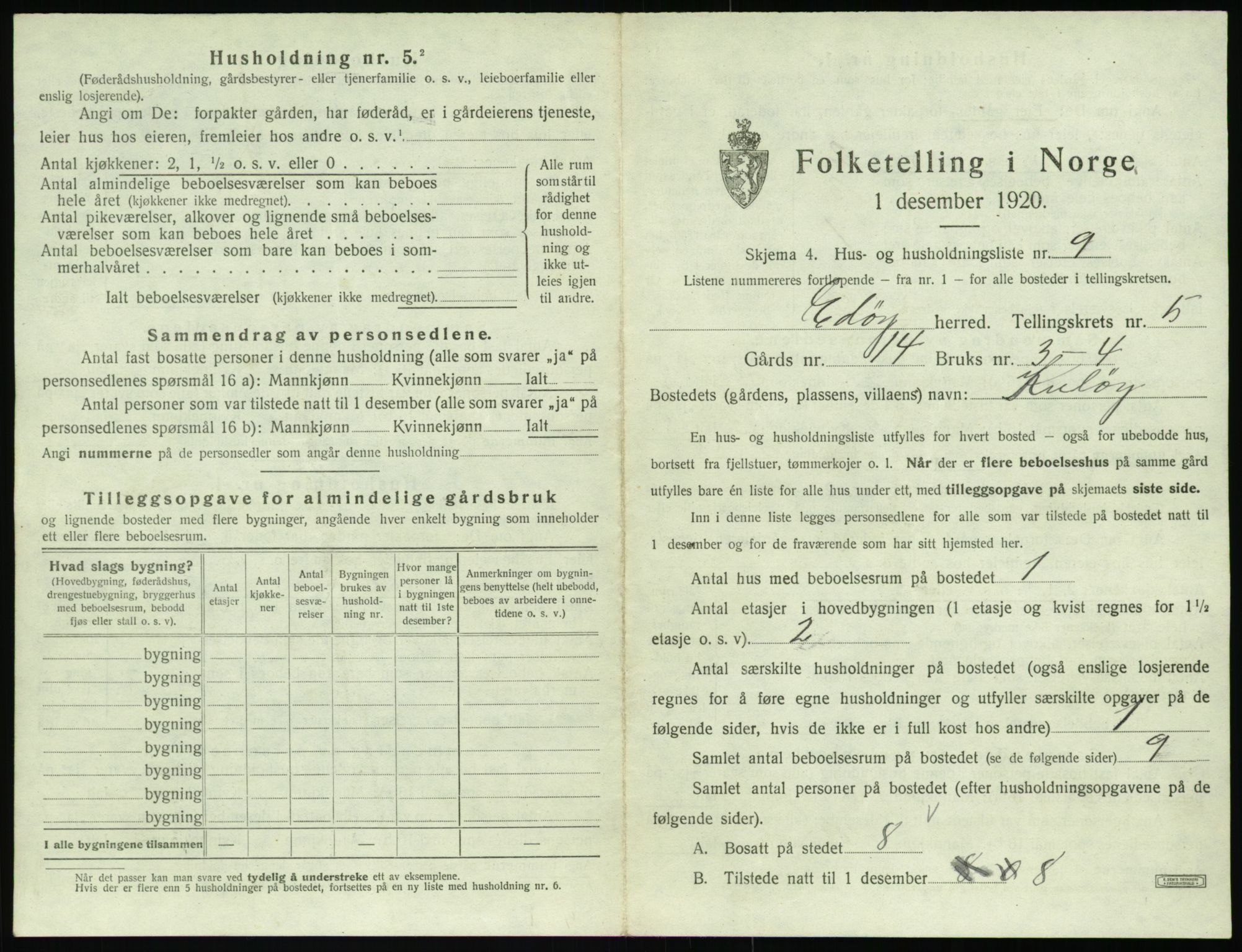 SAT, 1920 census for Edøy, 1920, p. 252