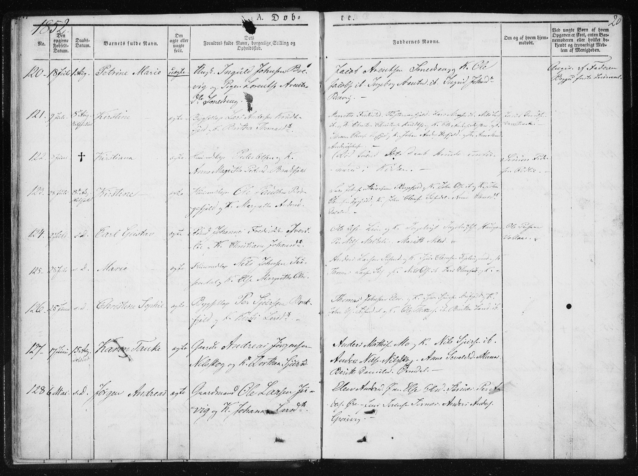 Ministerialprotokoller, klokkerbøker og fødselsregistre - Nordland, SAT/A-1459/820/L0292: Parish register (official) no. 820A13, 1851-1854, p. 20