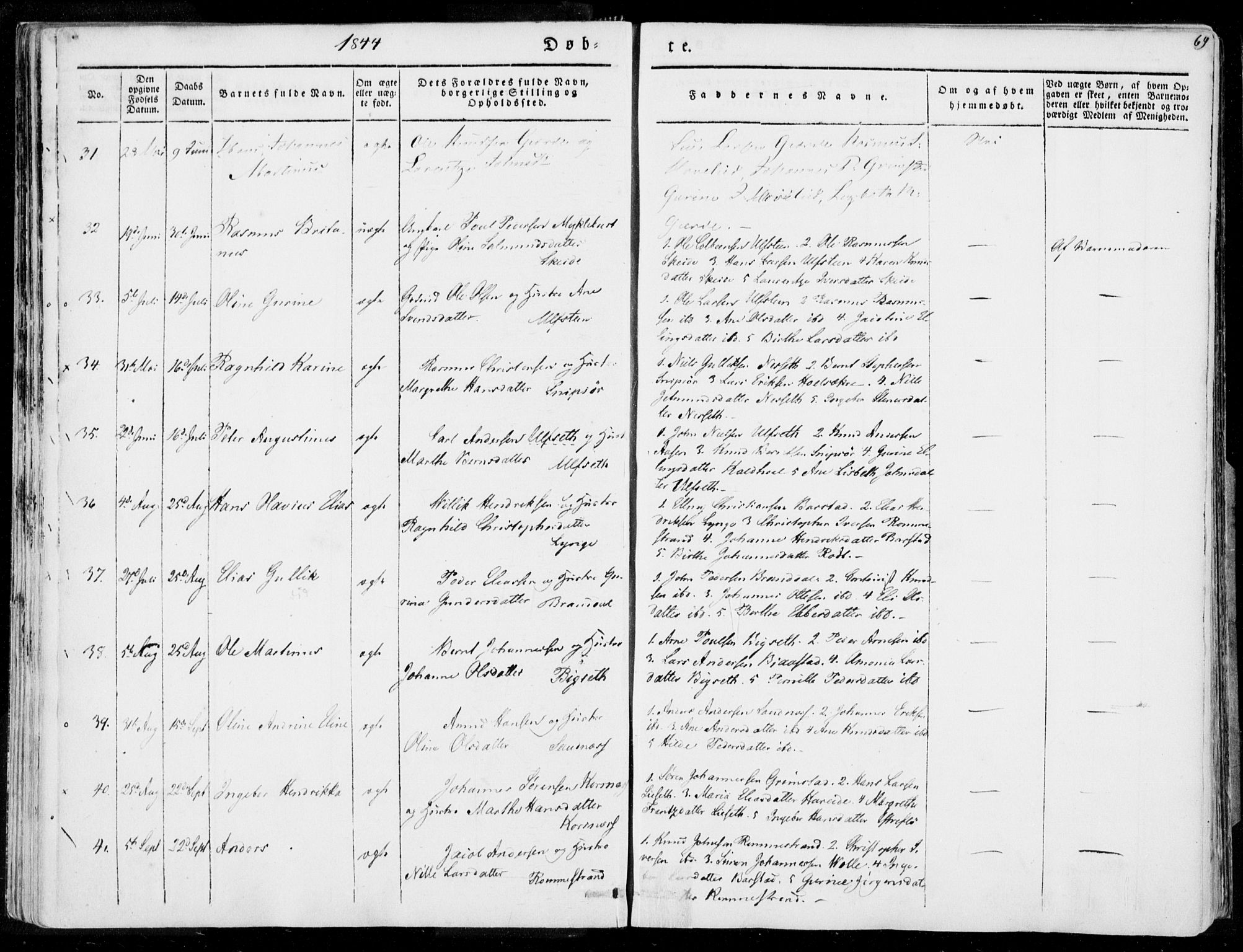 Ministerialprotokoller, klokkerbøker og fødselsregistre - Møre og Romsdal, AV/SAT-A-1454/509/L0104: Parish register (official) no. 509A02, 1833-1847, p. 69