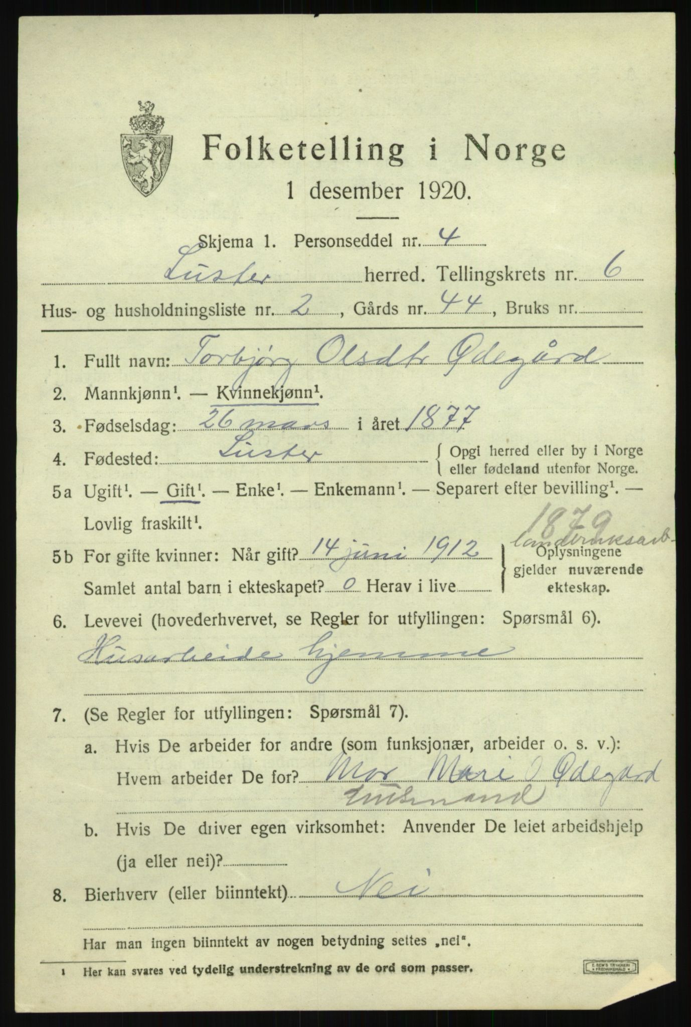 SAB, 1920 census for Luster, 1920, p. 3222