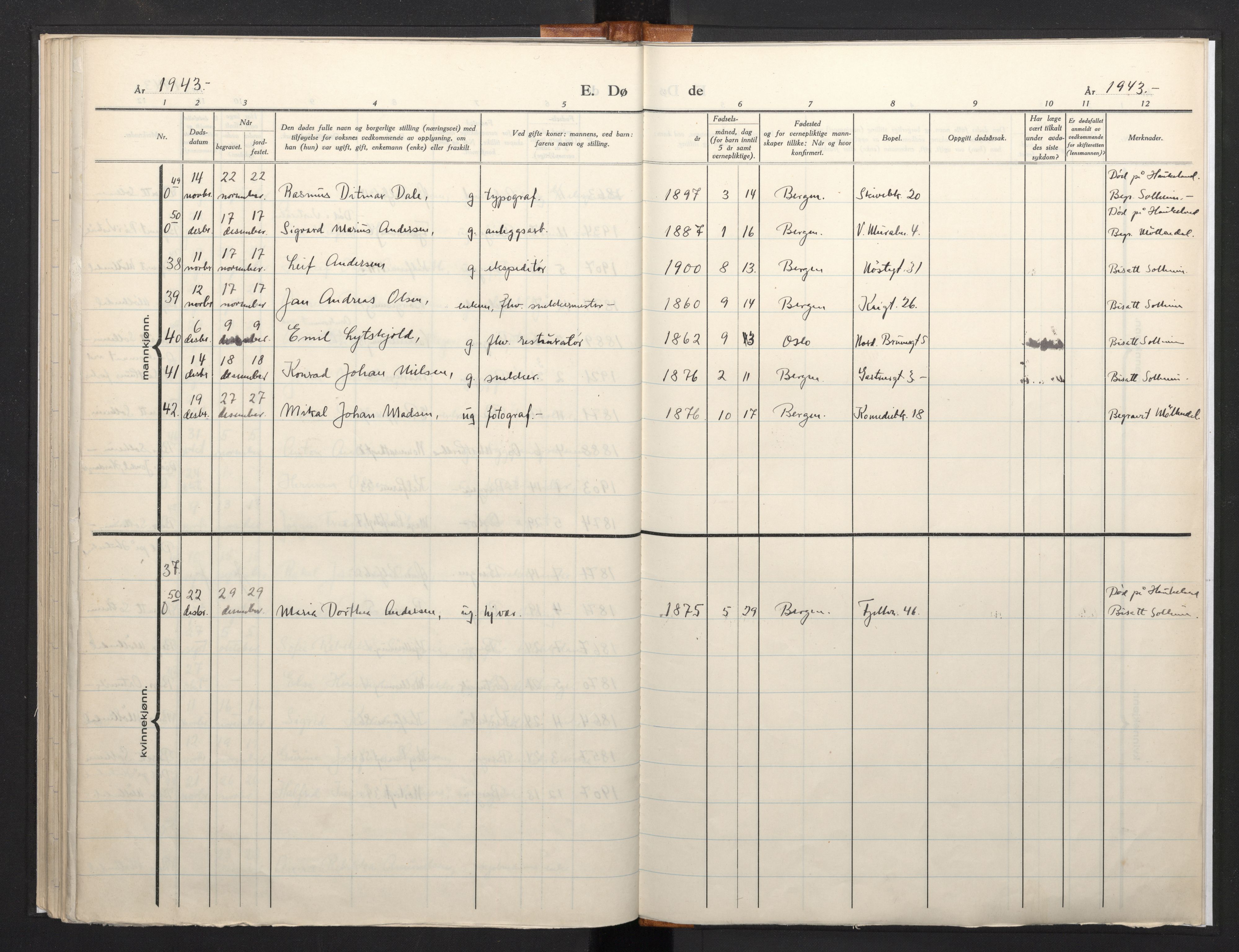 Domkirken sokneprestembete, AV/SAB-A-74801/H/Haa/L0016: Parish register (official) no. A 15, 1942-1952