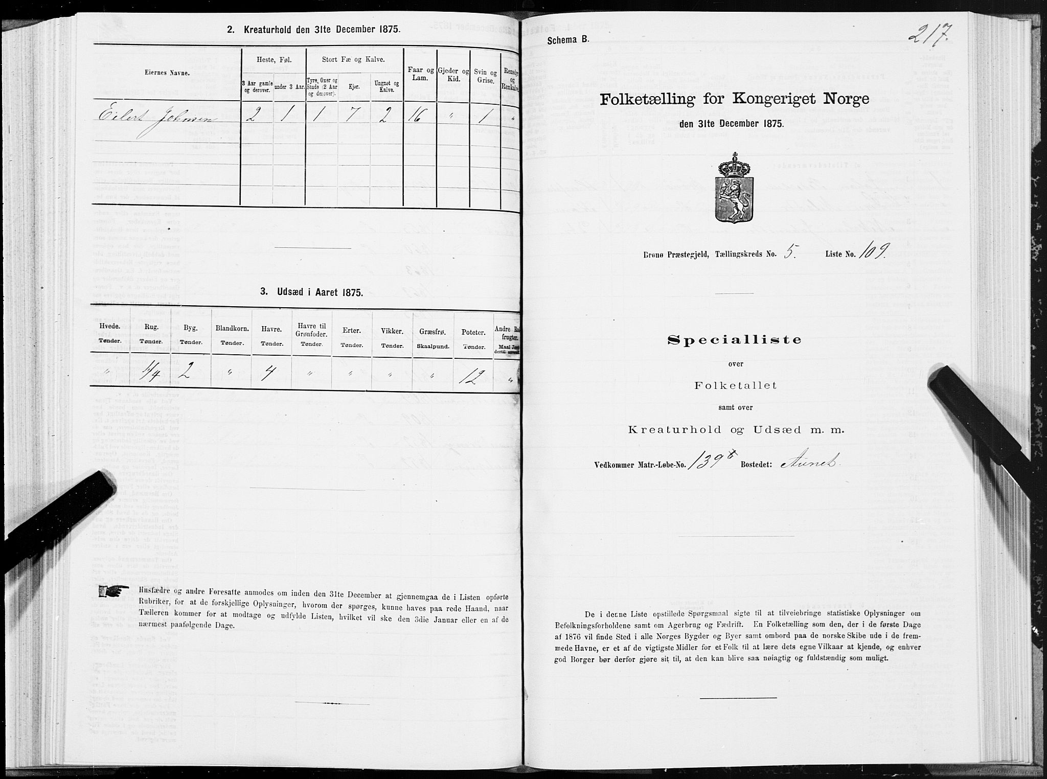 SAT, 1875 census for 1814P Brønnøy, 1875, p. 3217