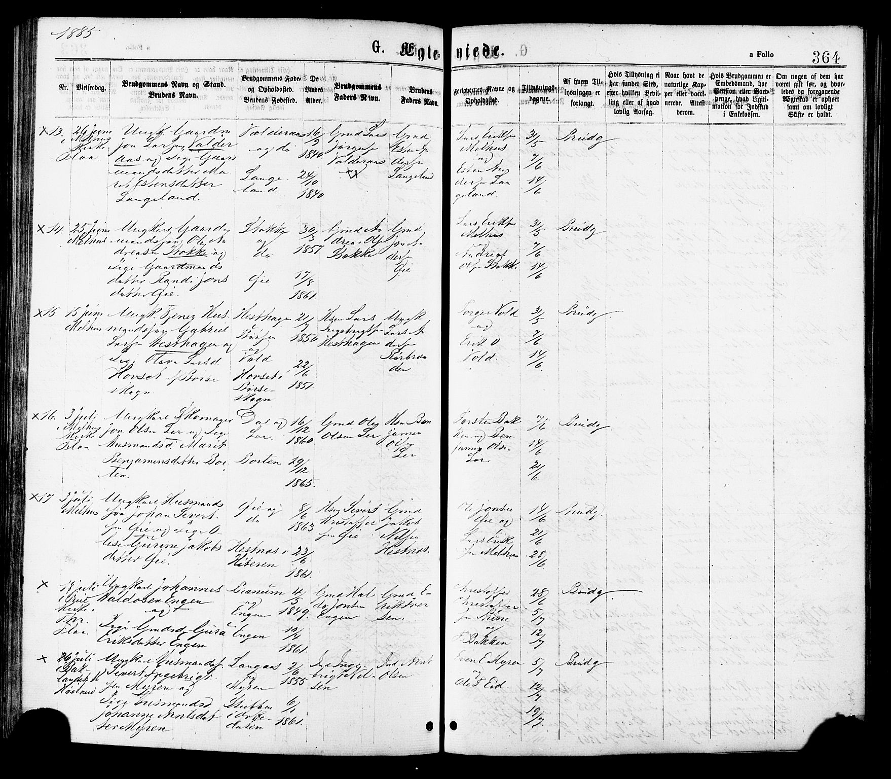 Ministerialprotokoller, klokkerbøker og fødselsregistre - Sør-Trøndelag, AV/SAT-A-1456/691/L1079: Parish register (official) no. 691A11, 1873-1886, p. 364