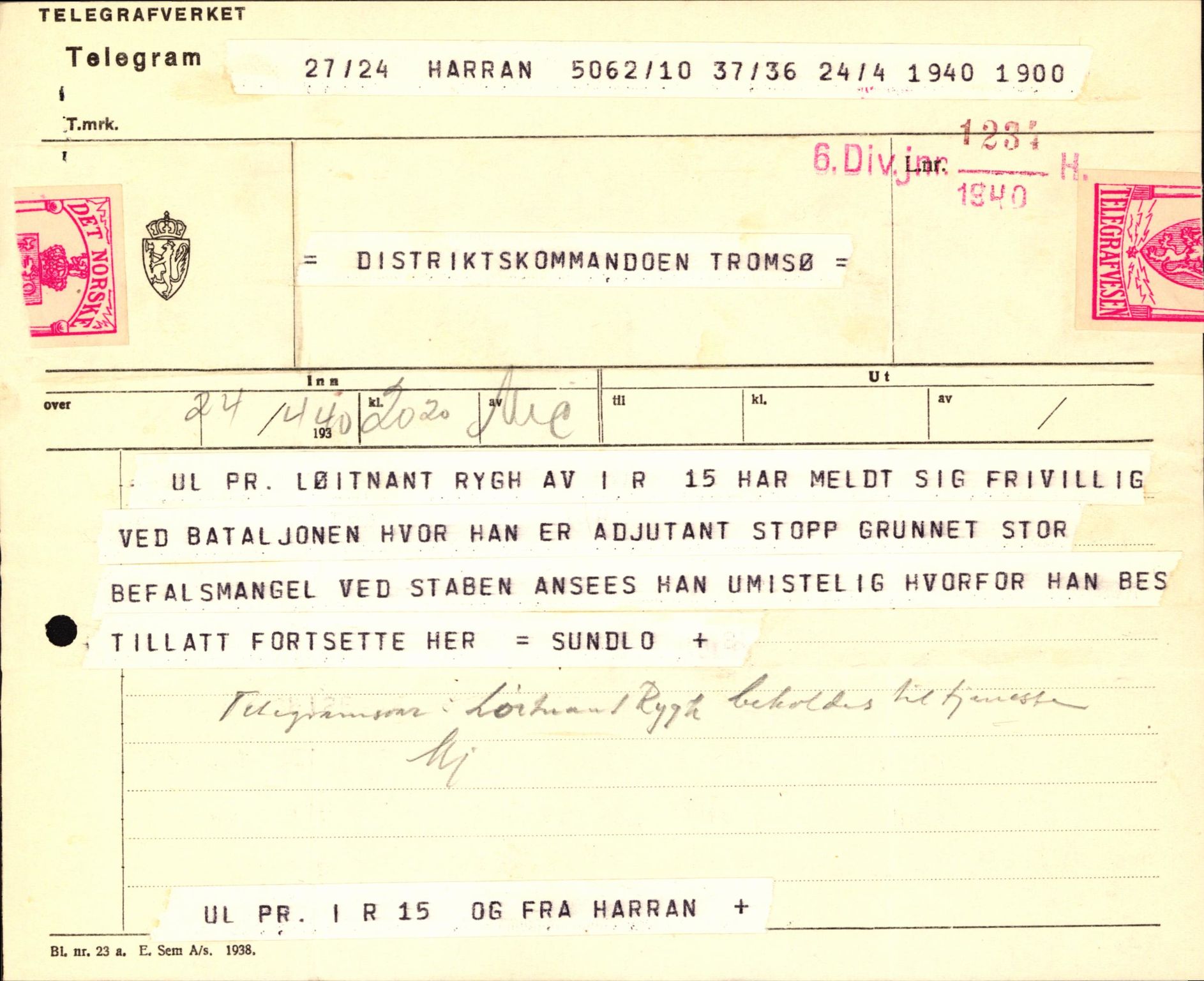 Forsvaret, Forsvarets krigshistoriske avdeling, AV/RA-RAFA-2017/Y/Yb/L0122: II-C-11-600  -  6. Divisjon med avdelinger, 1940, p. 272