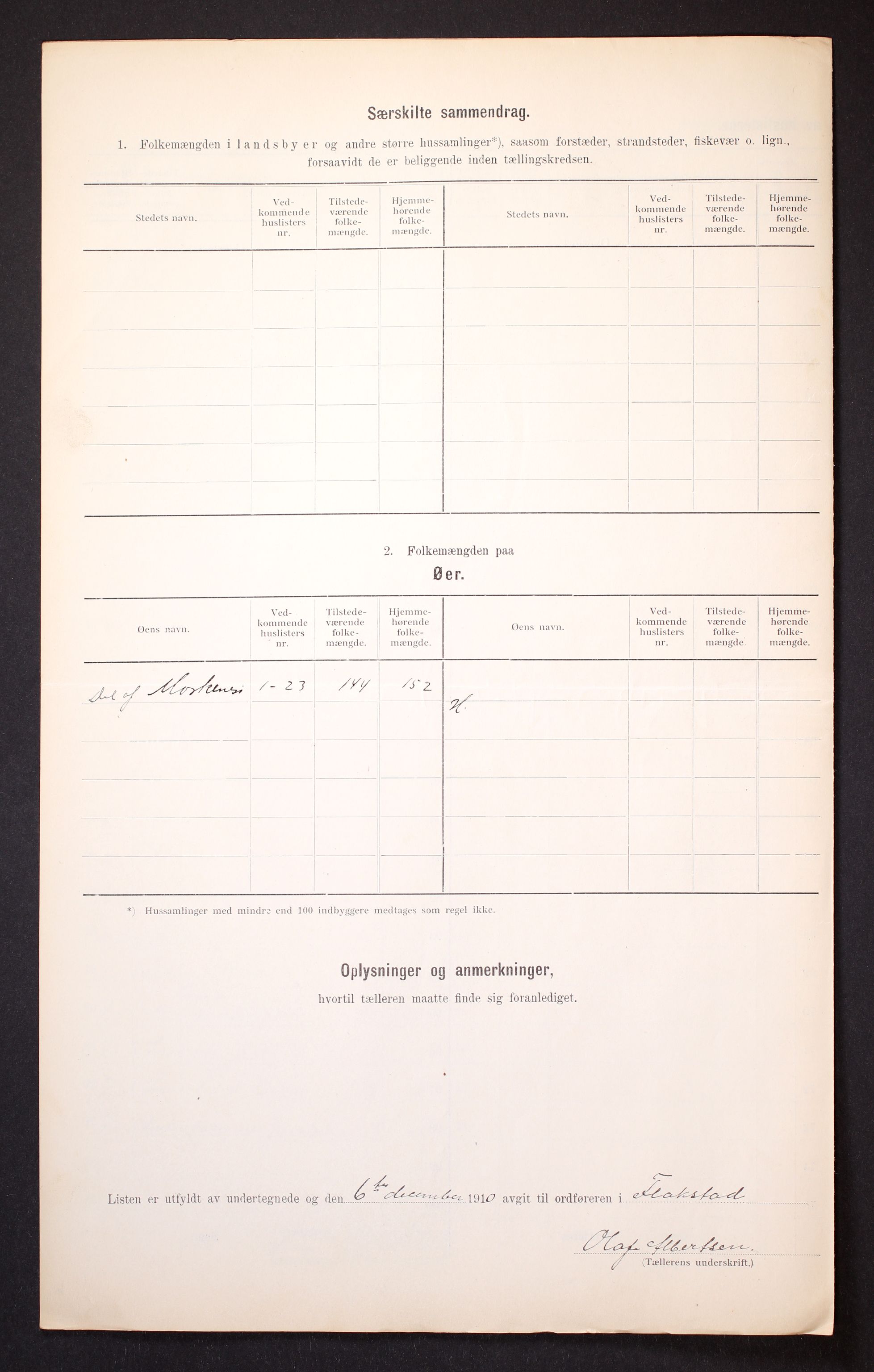 RA, 1910 census for Flakstad, 1910, p. 6