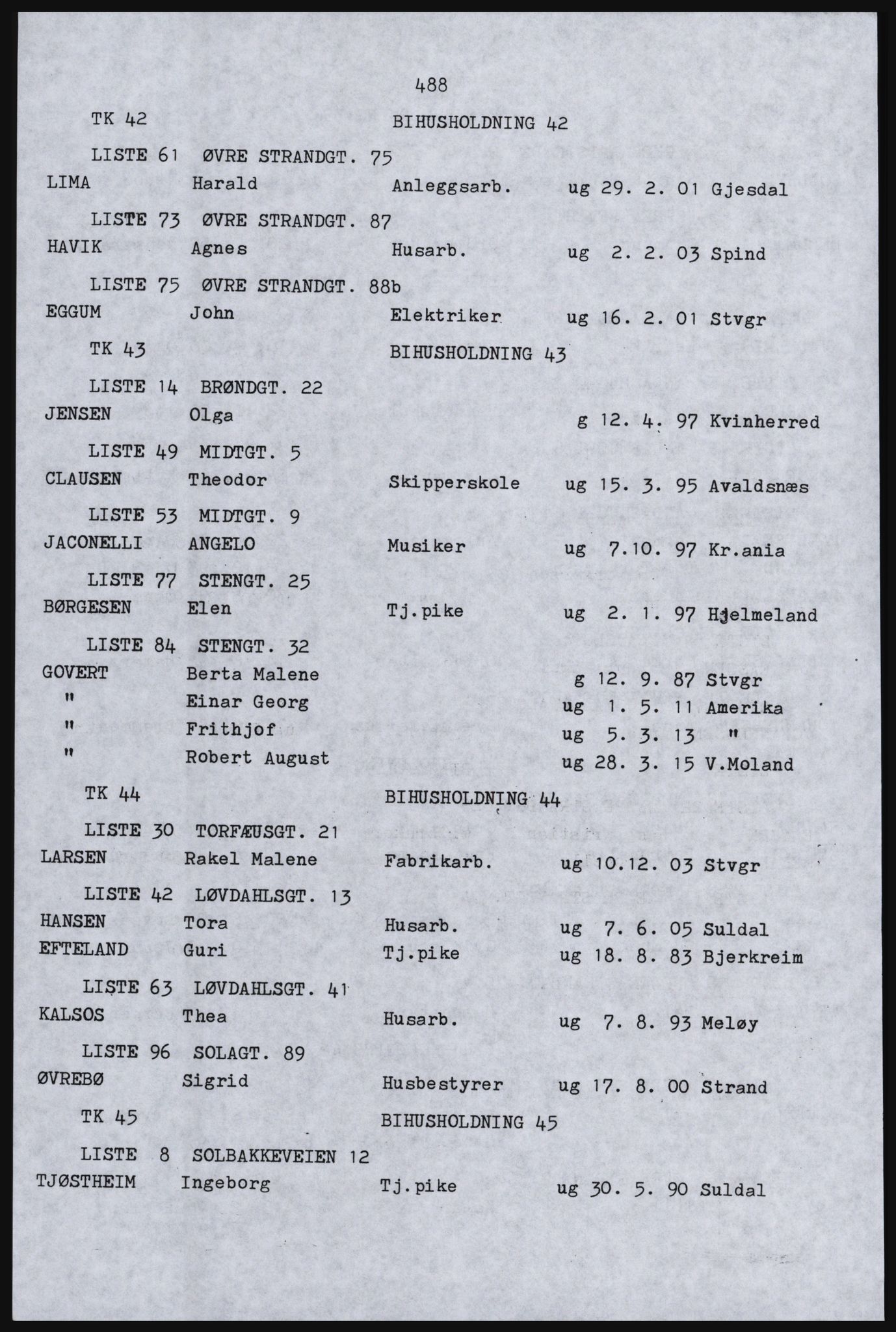 SAST, Copy of 1920 census for Stavanger, 1920, p. 496