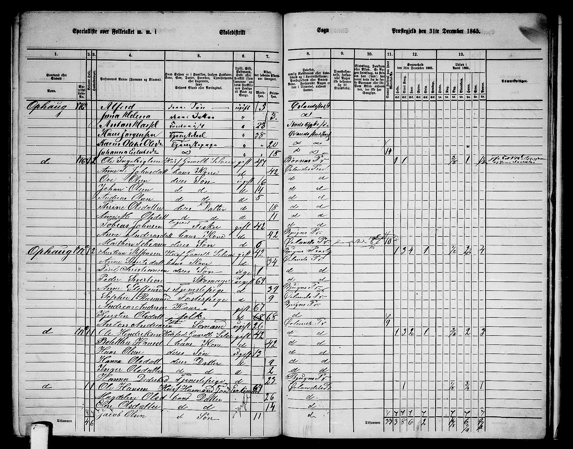 RA, 1865 census for Ørland, 1865, p. 138