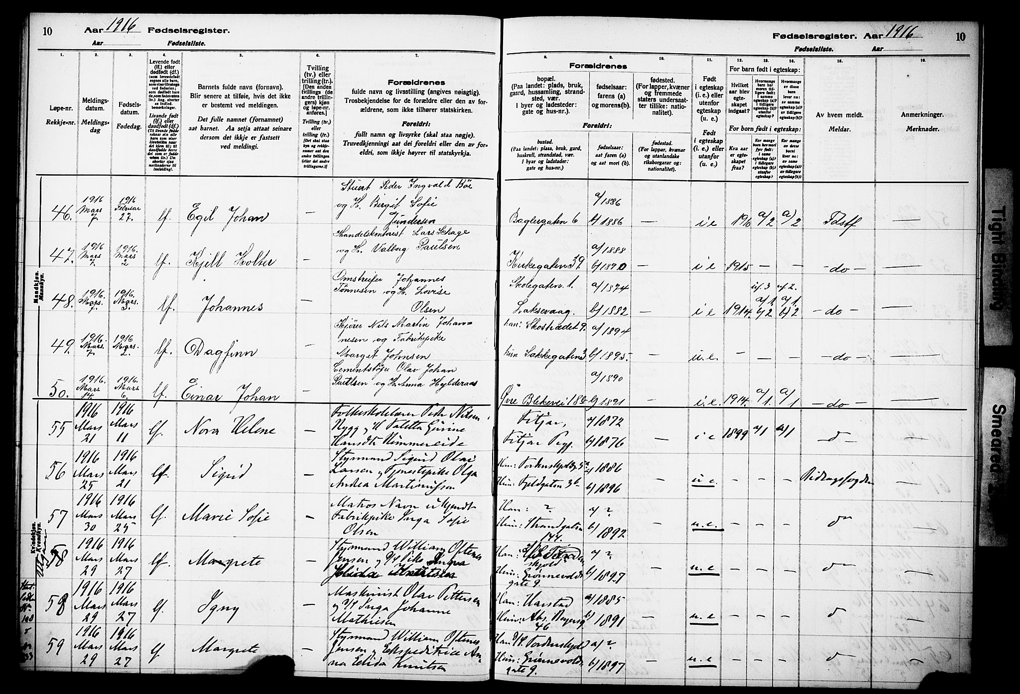 Kvinneklinikken, AV/SAB-A-76301/F/L0A01: Birth register no. A 1, 1916-1920, p. 10