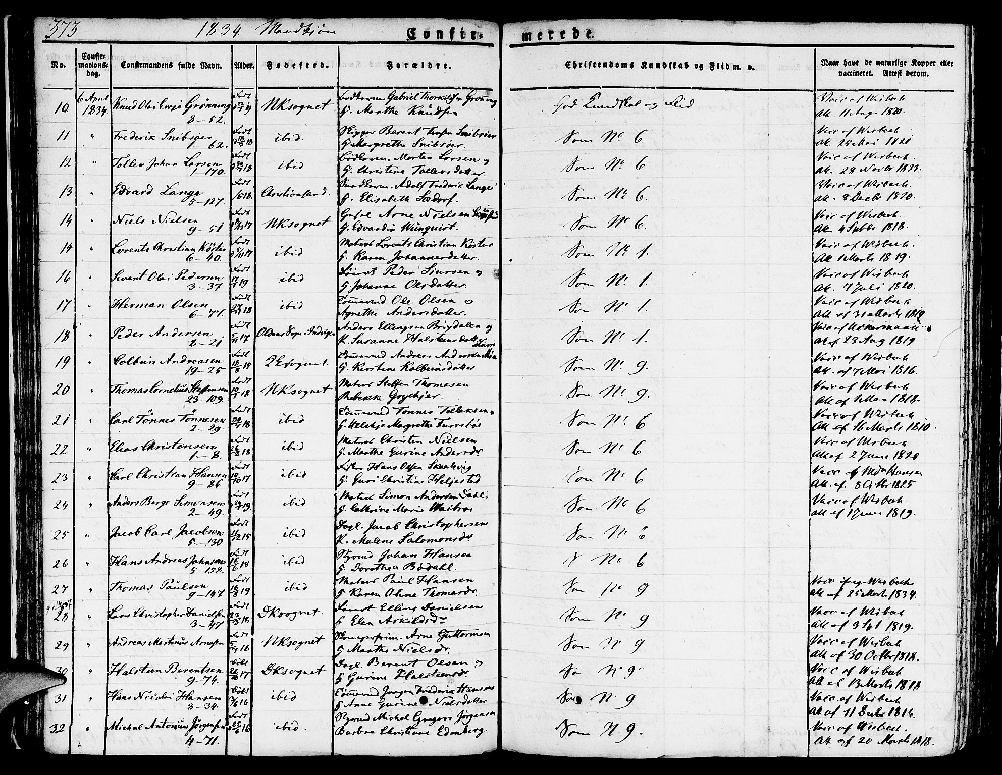 Nykirken Sokneprestembete, SAB/A-77101/H/Hab: Parish register (copy) no. A 5II, 1821-1843, p. 373