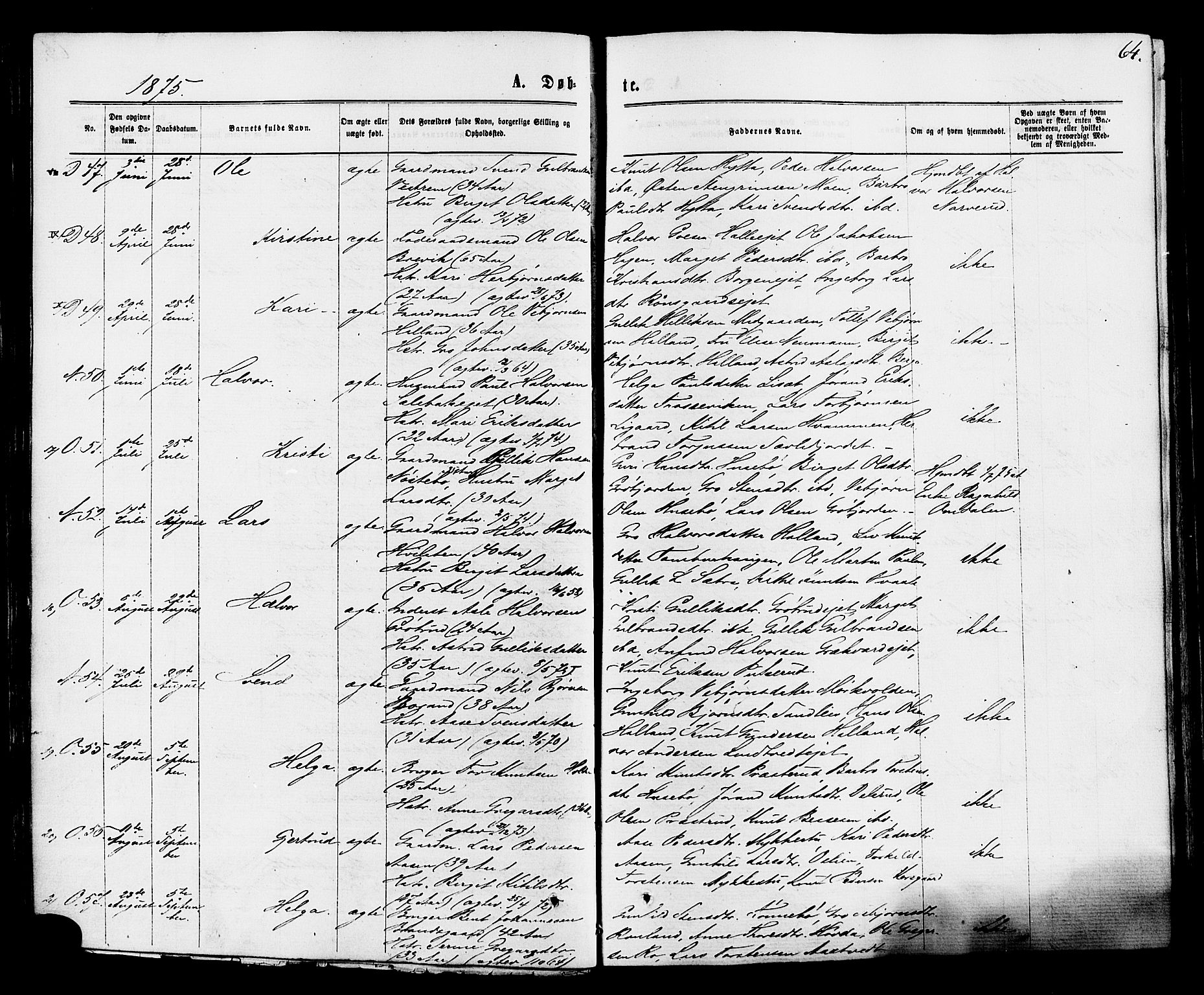 Nore kirkebøker, AV/SAKO-A-238/F/Fa/L0004: Parish register (official) no. I 4, 1867-1877, p. 64