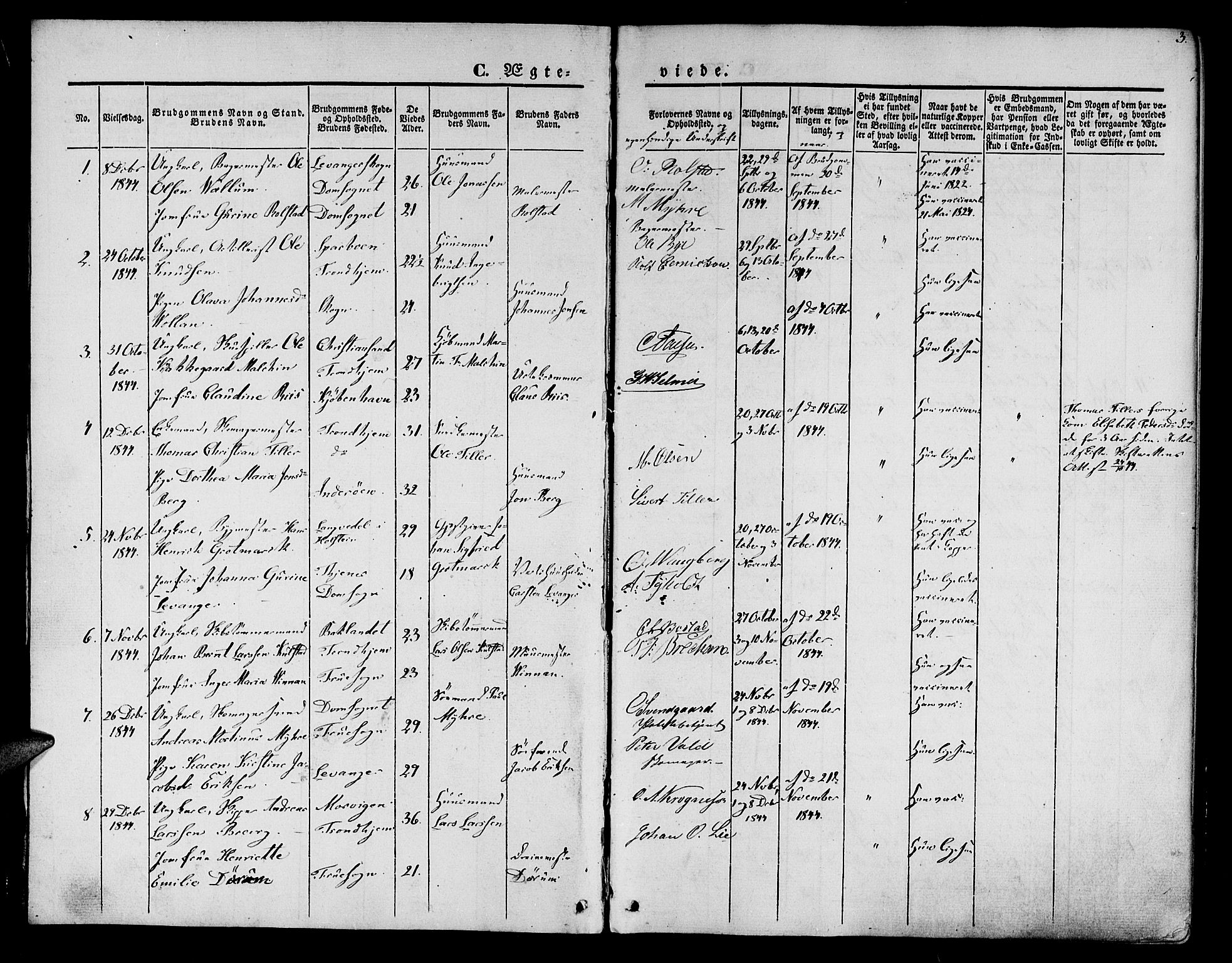 Ministerialprotokoller, klokkerbøker og fødselsregistre - Sør-Trøndelag, SAT/A-1456/602/L0111: Parish register (official) no. 602A09, 1844-1867, p. 3