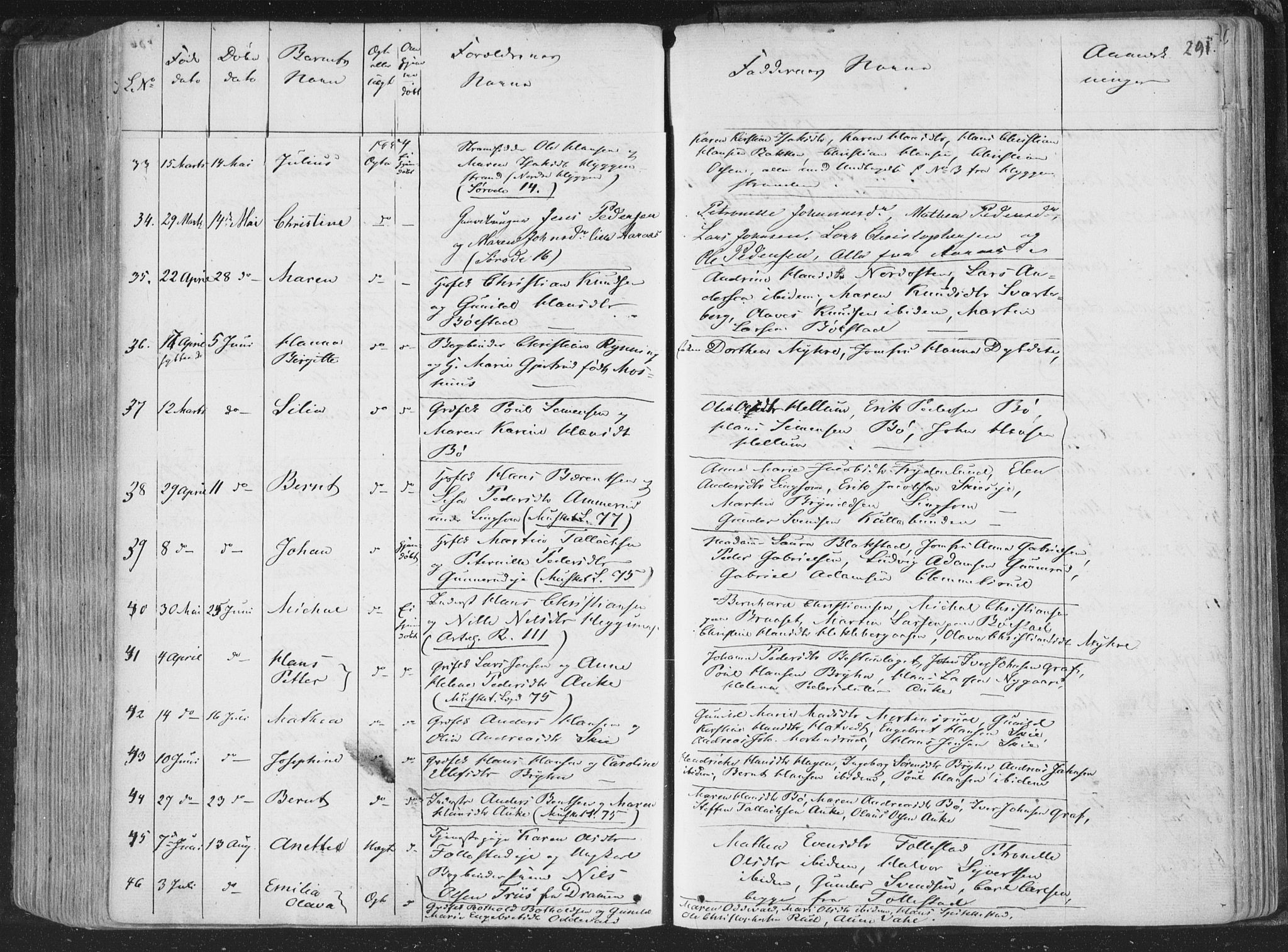 Røyken kirkebøker, AV/SAKO-A-241/F/Fa/L0005: Parish register (official) no. 5, 1833-1856, p. 291