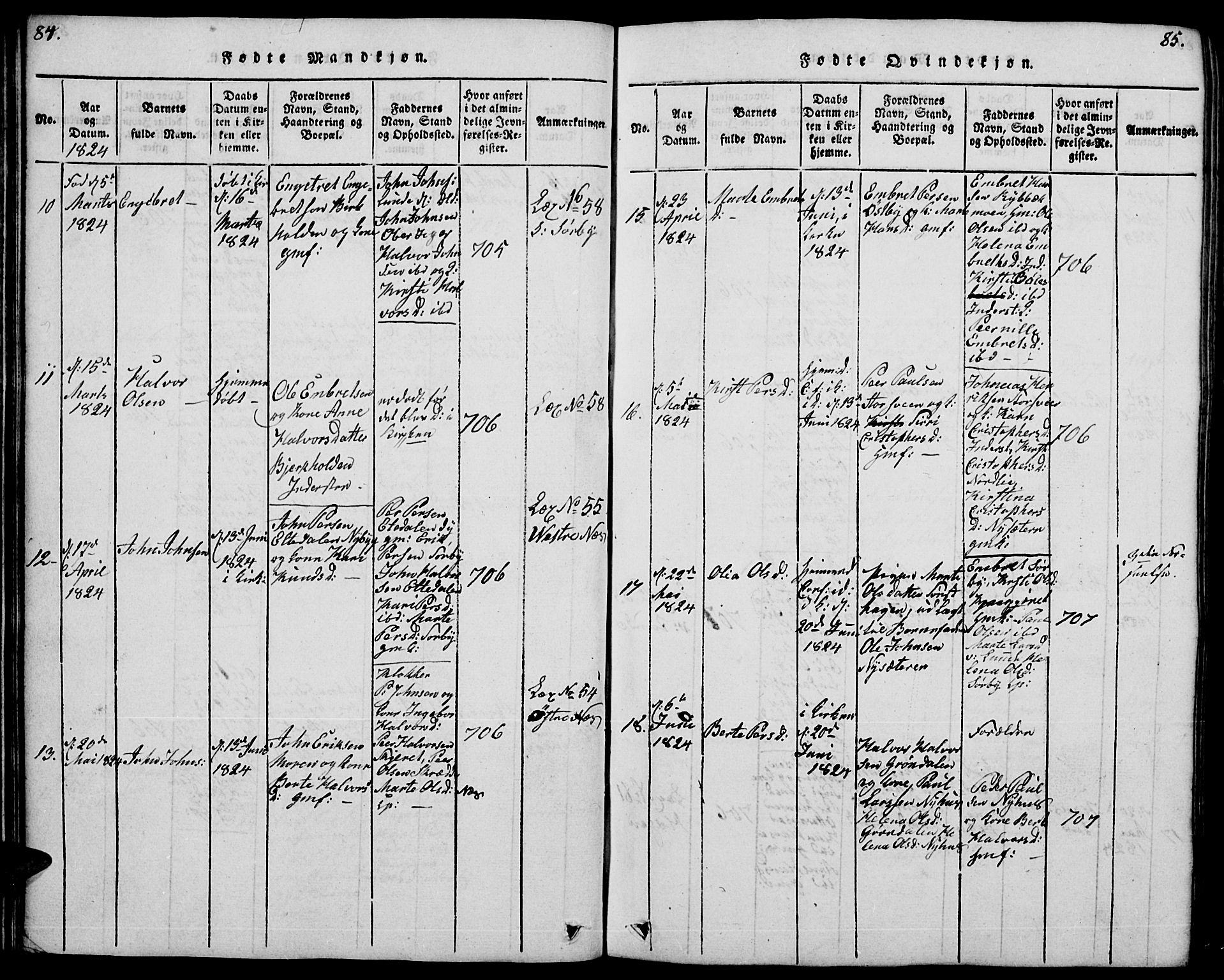 Trysil prestekontor, AV/SAH-PREST-046/H/Ha/Hab/L0004: Parish register (copy) no. 4, 1814-1841, p. 84-85