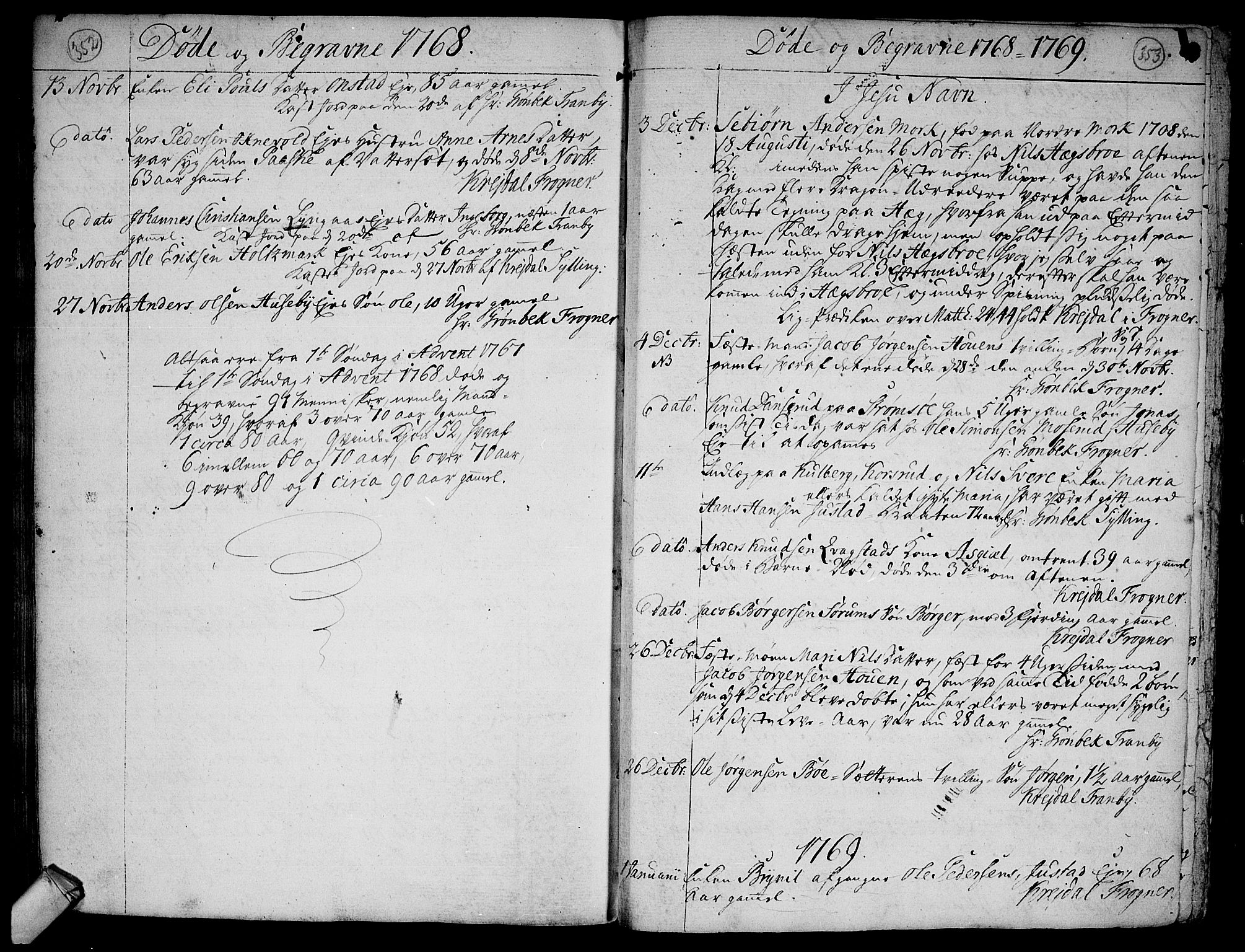 Lier kirkebøker, SAKO/A-230/F/Fa/L0005: Parish register (official) no. I 5, 1764-1777, p. 352-353