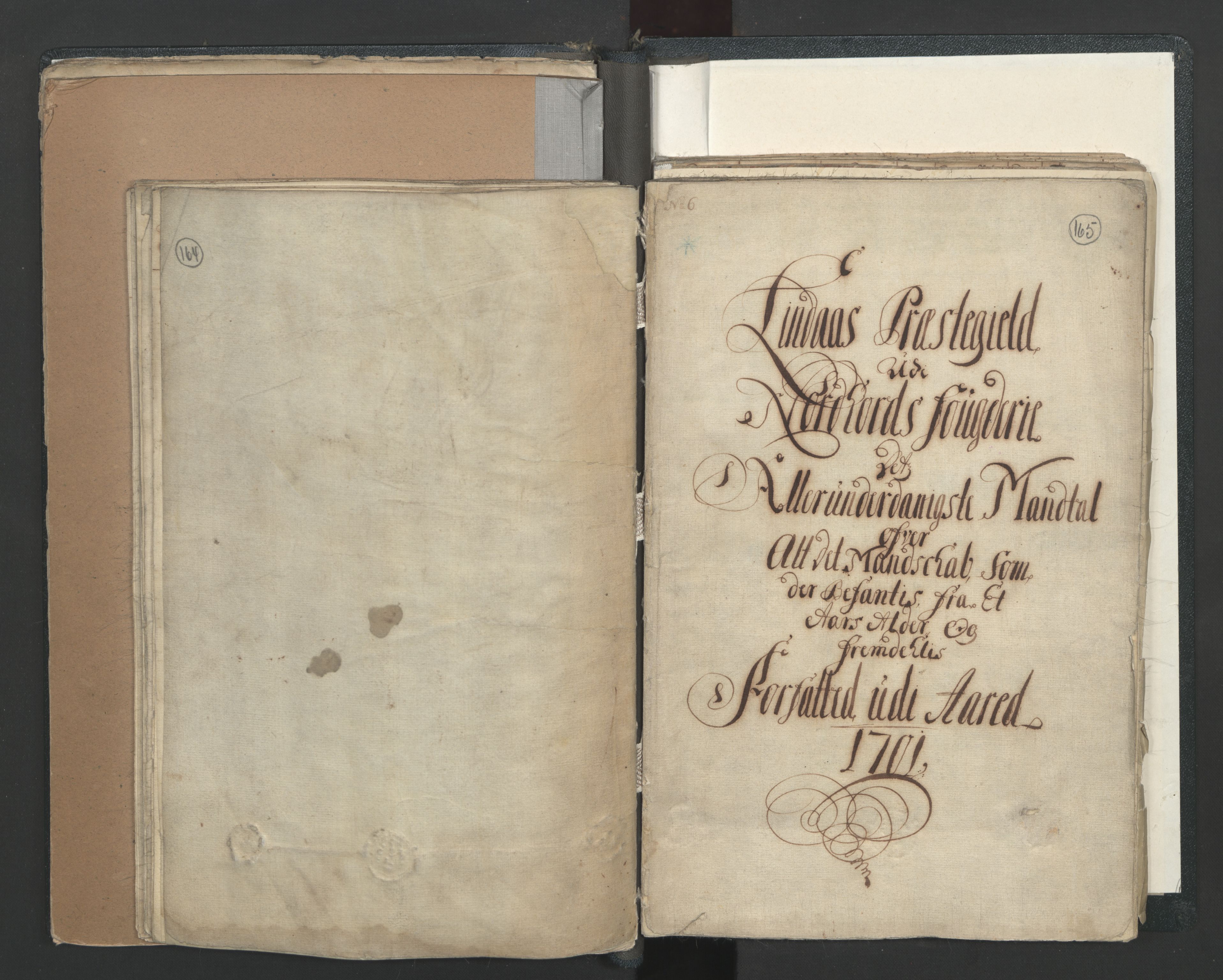RA, Census (manntall) 1701, no. 7: Nordhordland and Voss fogderi, 1701, p. 164-165
