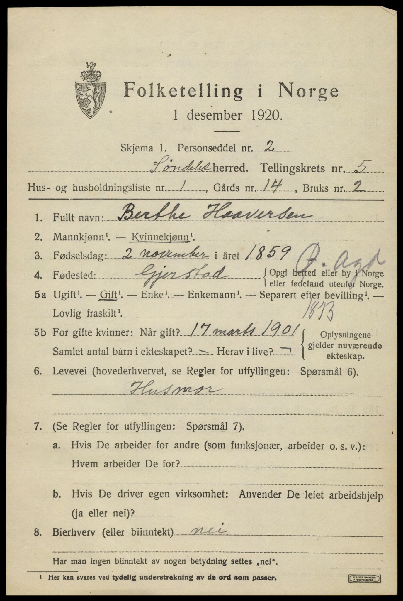 SAK, 1920 census for Søndeled, 1920, p. 2865