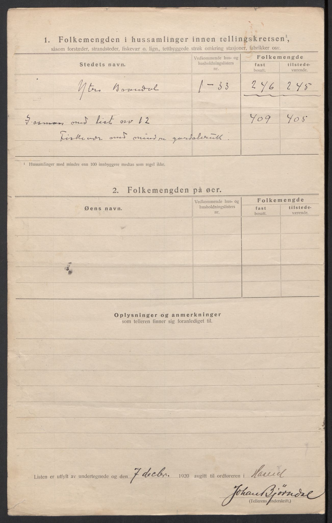 SAT, 1920 census for Hareid, 1920, p. 56