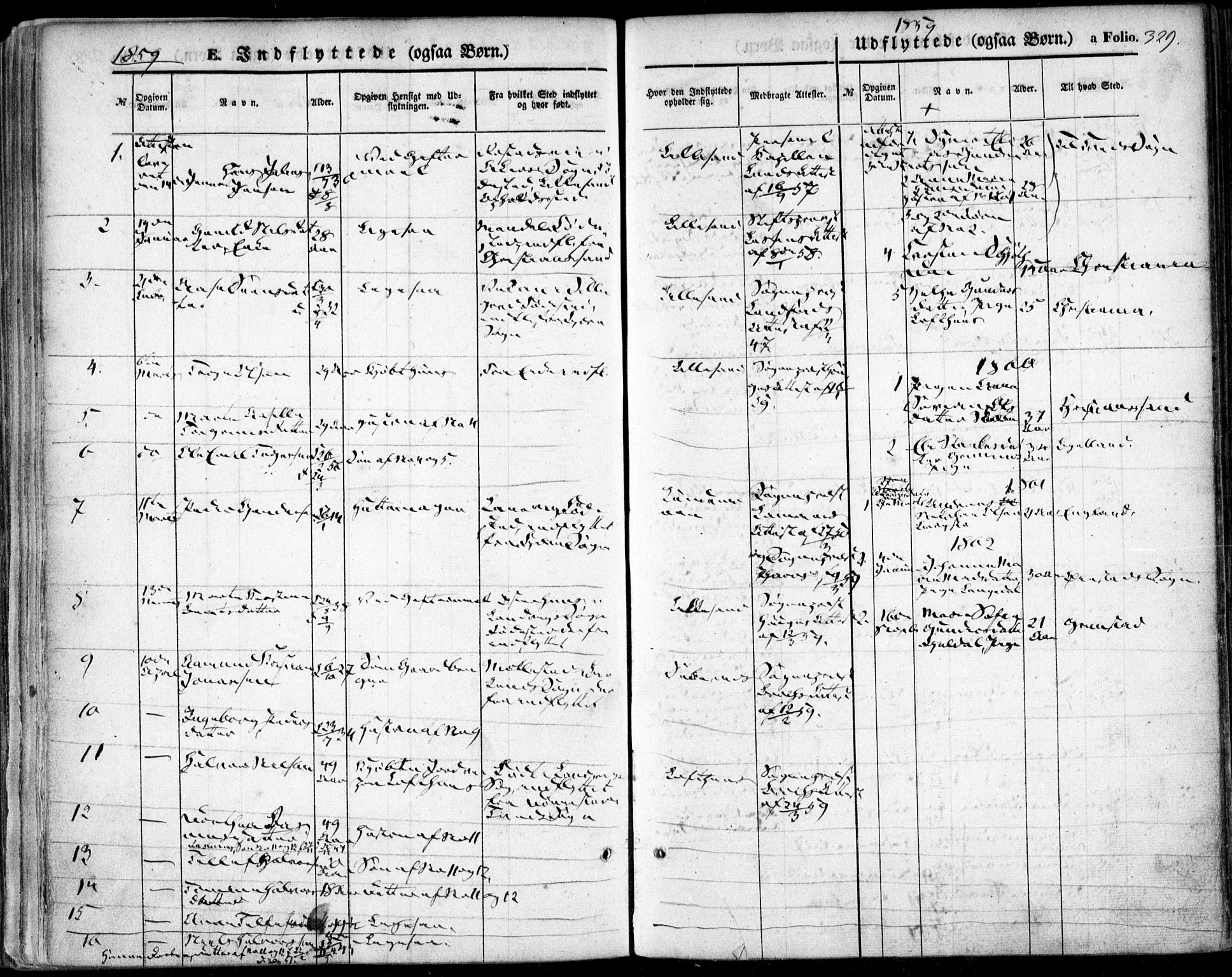 Vestre Moland sokneprestkontor, SAK/1111-0046/F/Fa/Fab/L0007: Parish register (official) no. A 7, 1859-1872, p. 329