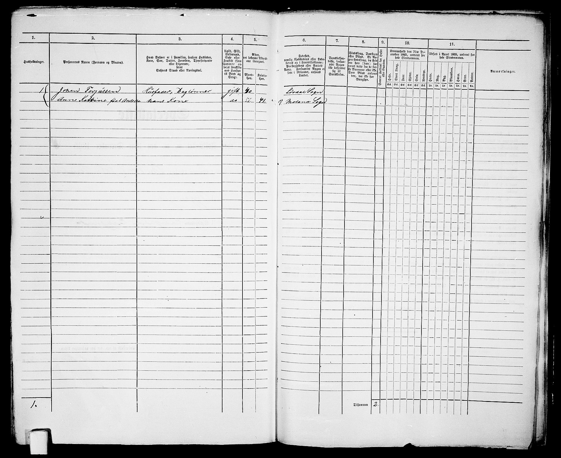 RA, 1865 census for Vestre Moland/Lillesand, 1865, p. 324