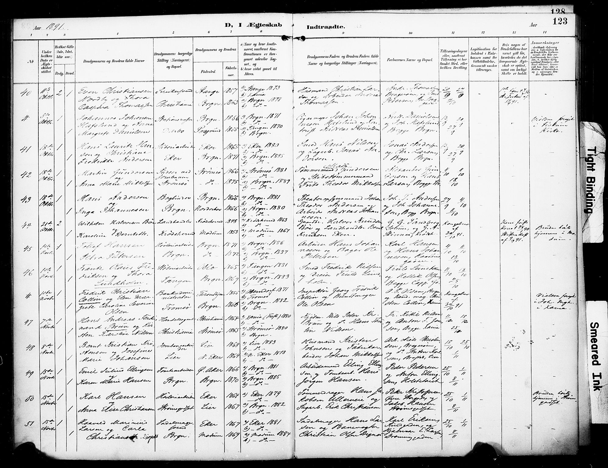 Bragernes kirkebøker, AV/SAKO-A-6/F/Fc/L0006: Parish register (official) no. III 6, 1888-1899, p. 123