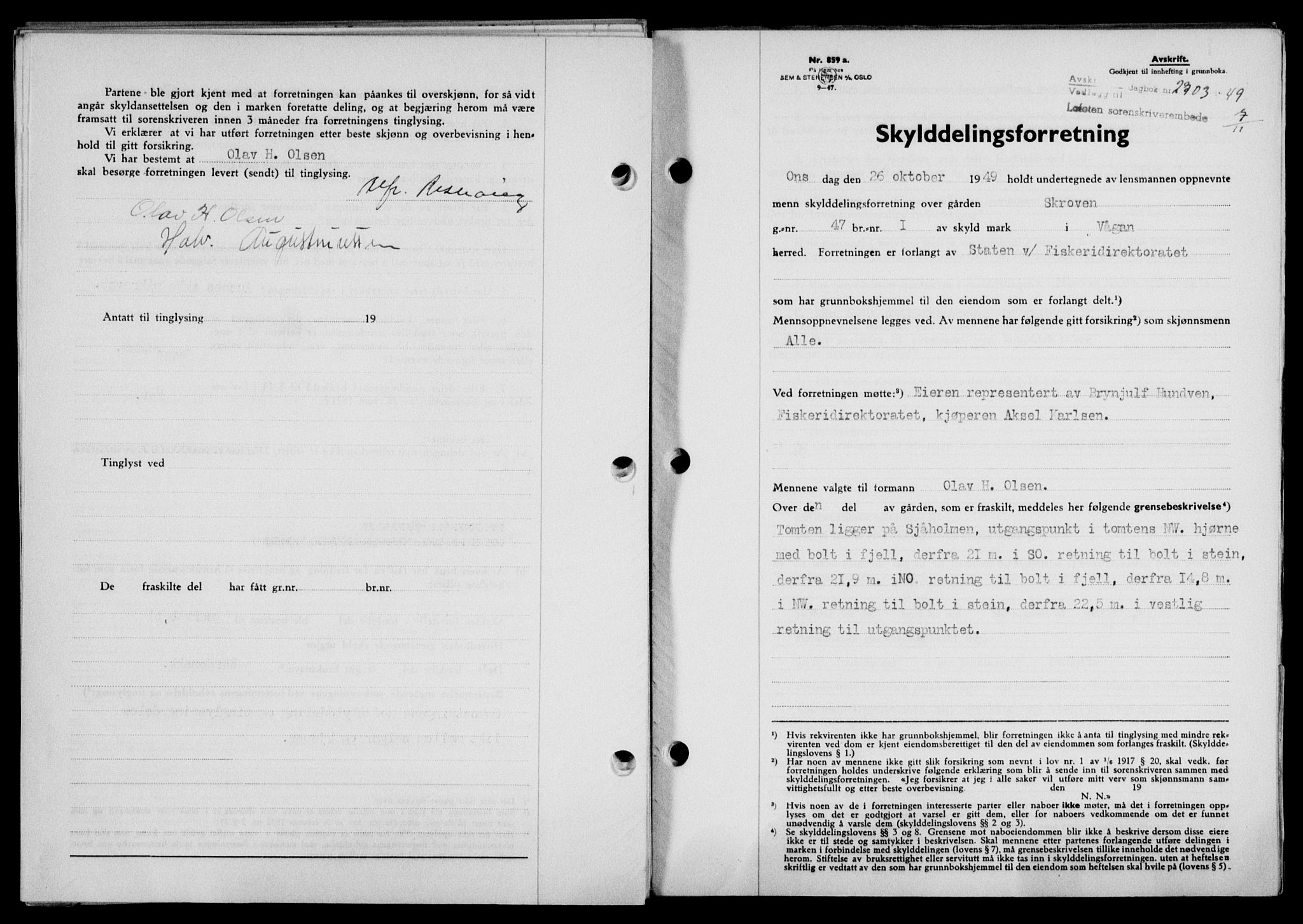 Lofoten sorenskriveri, SAT/A-0017/1/2/2C/L0022a: Mortgage book no. 22a, 1949-1950, Diary no: : 2703/1949