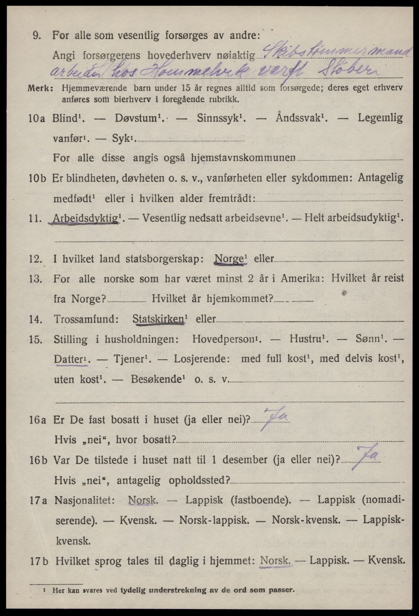 SAT, 1920 census for Malvik, 1920, p. 3191