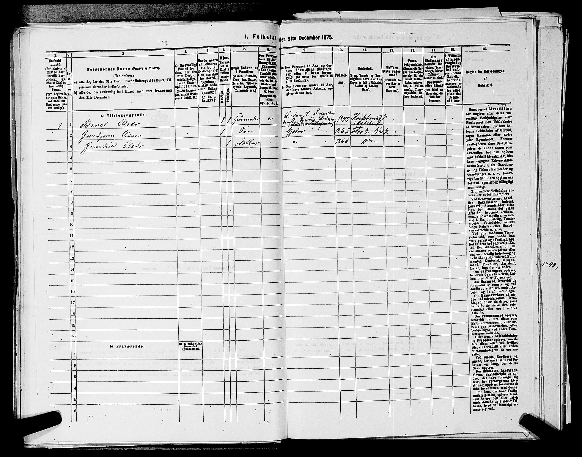 SAKO, 1875 census for 0616P Nes, 1875, p. 1308