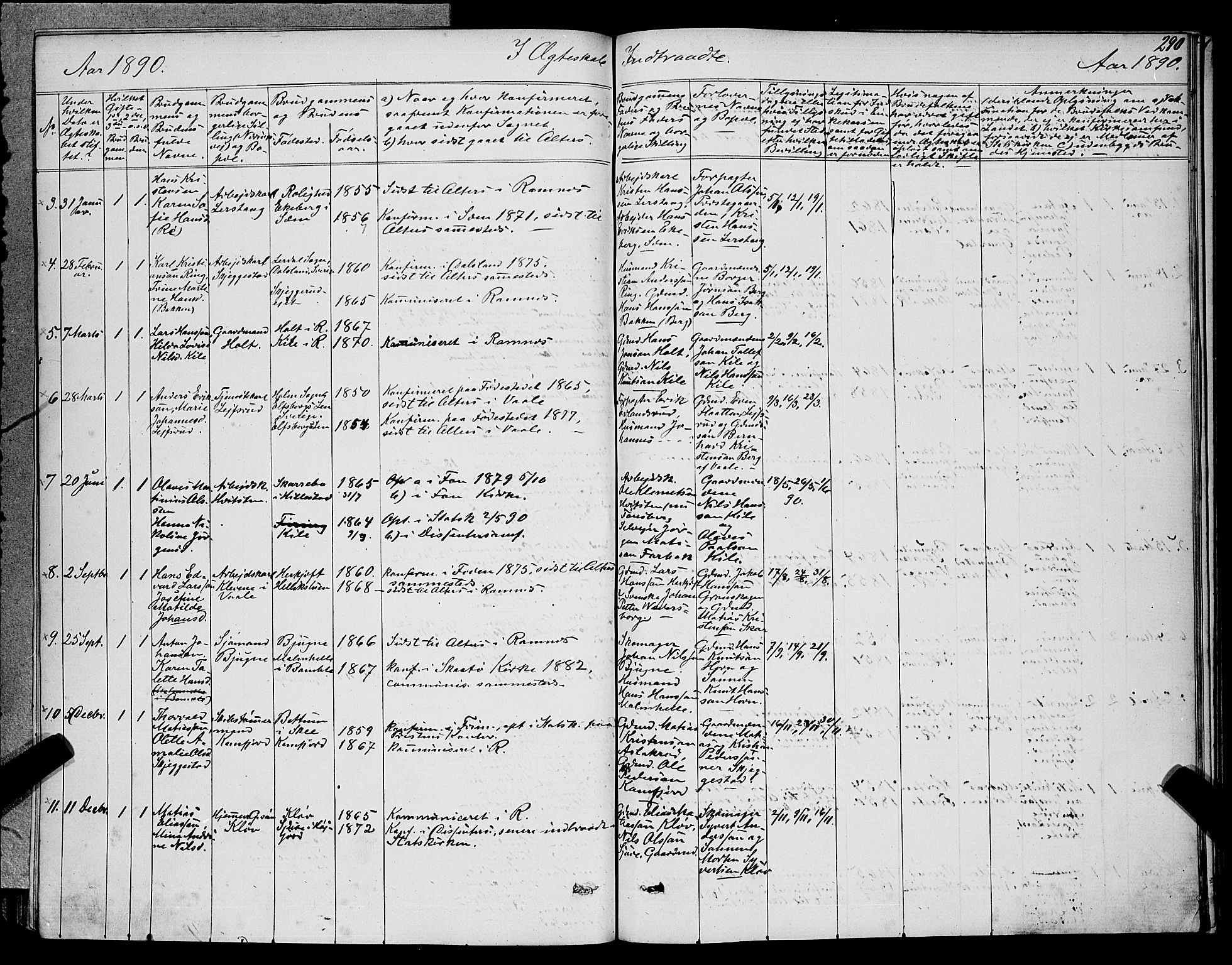 Ramnes kirkebøker, SAKO/A-314/G/Ga/L0003: Parish register (copy) no. I 3, 1870-1896, p. 290