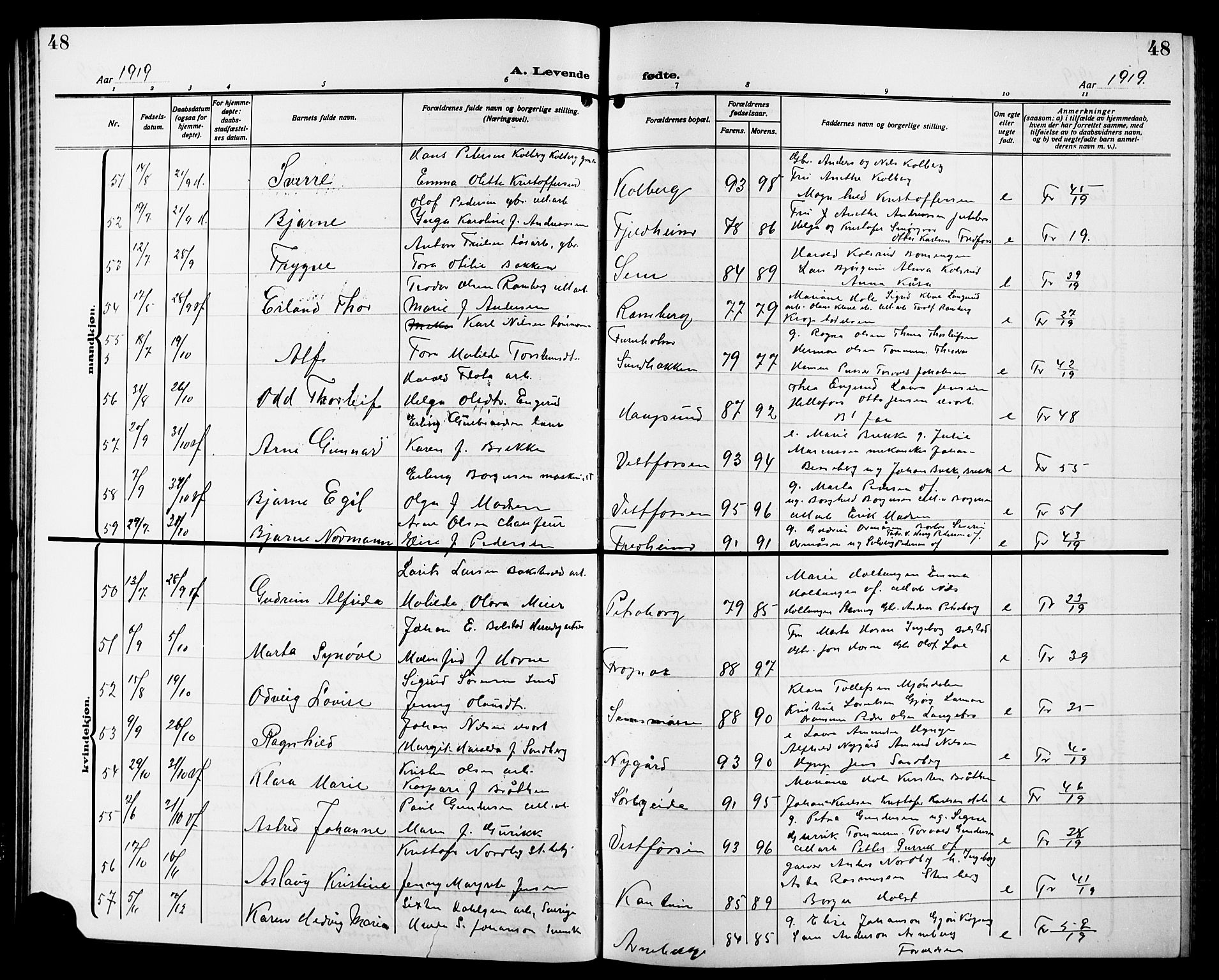 Eiker kirkebøker, AV/SAKO-A-4/G/Ga/L0009: Parish register (copy) no. I 9, 1915-1924, p. 48