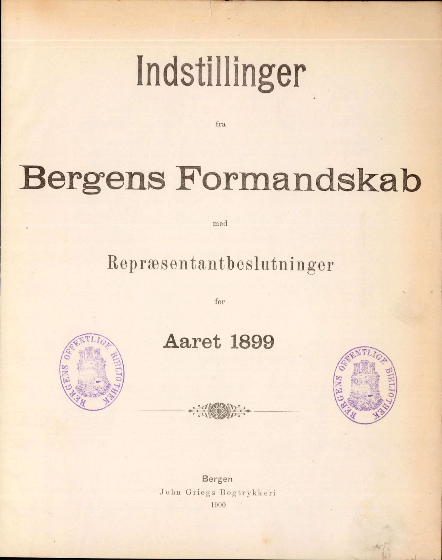 Bergen kommune. Formannskapet, BBA/A-0003/Ad/L0059: Bergens Kommuneforhandlinger, bind I, 1899