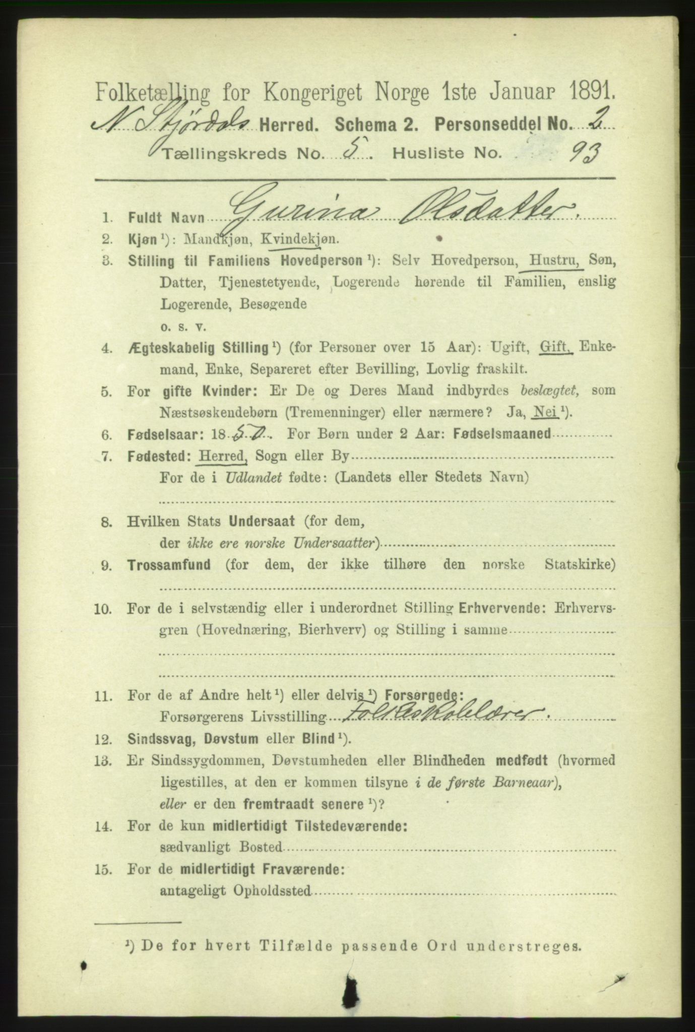 RA, 1891 census for 1714 Nedre Stjørdal, 1891, p. 2503