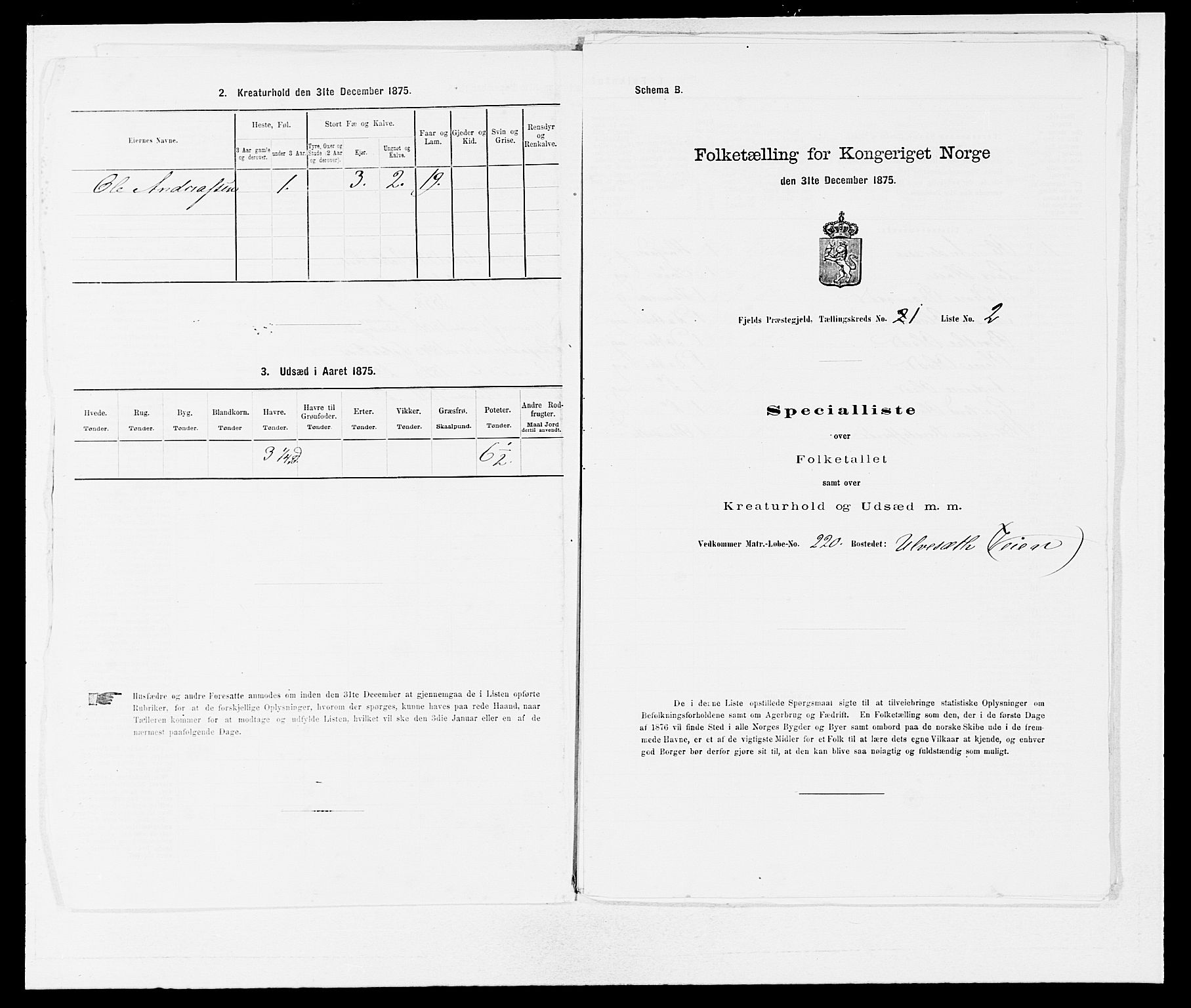 SAB, 1875 census for 1246P Fjell, 1875, p. 23