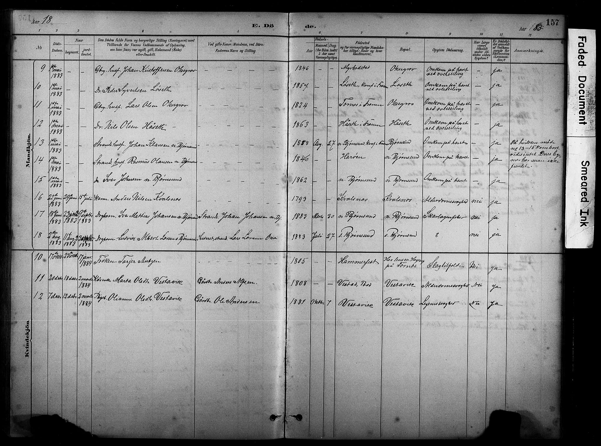 Ministerialprotokoller, klokkerbøker og fødselsregistre - Møre og Romsdal, SAT/A-1454/565/L0755: Parish register (copy) no. 565C04, 1883-1903, p. 157