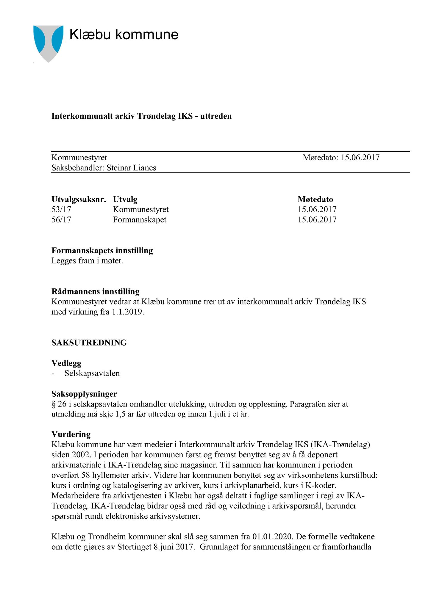 Klæbu Kommune, TRKO/KK/01-KS/L010: Kommunestyret - Møtedokumenter, 2017, p. 1298