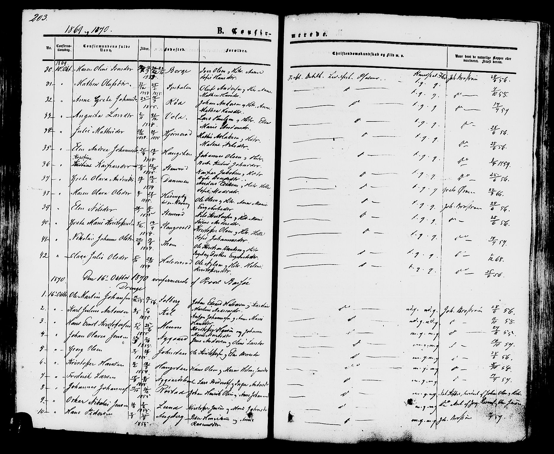 Råde prestekontor kirkebøker, AV/SAO-A-2009/F/Fa/L0006: Parish register (official) no. 6, 1854-1877, p. 203