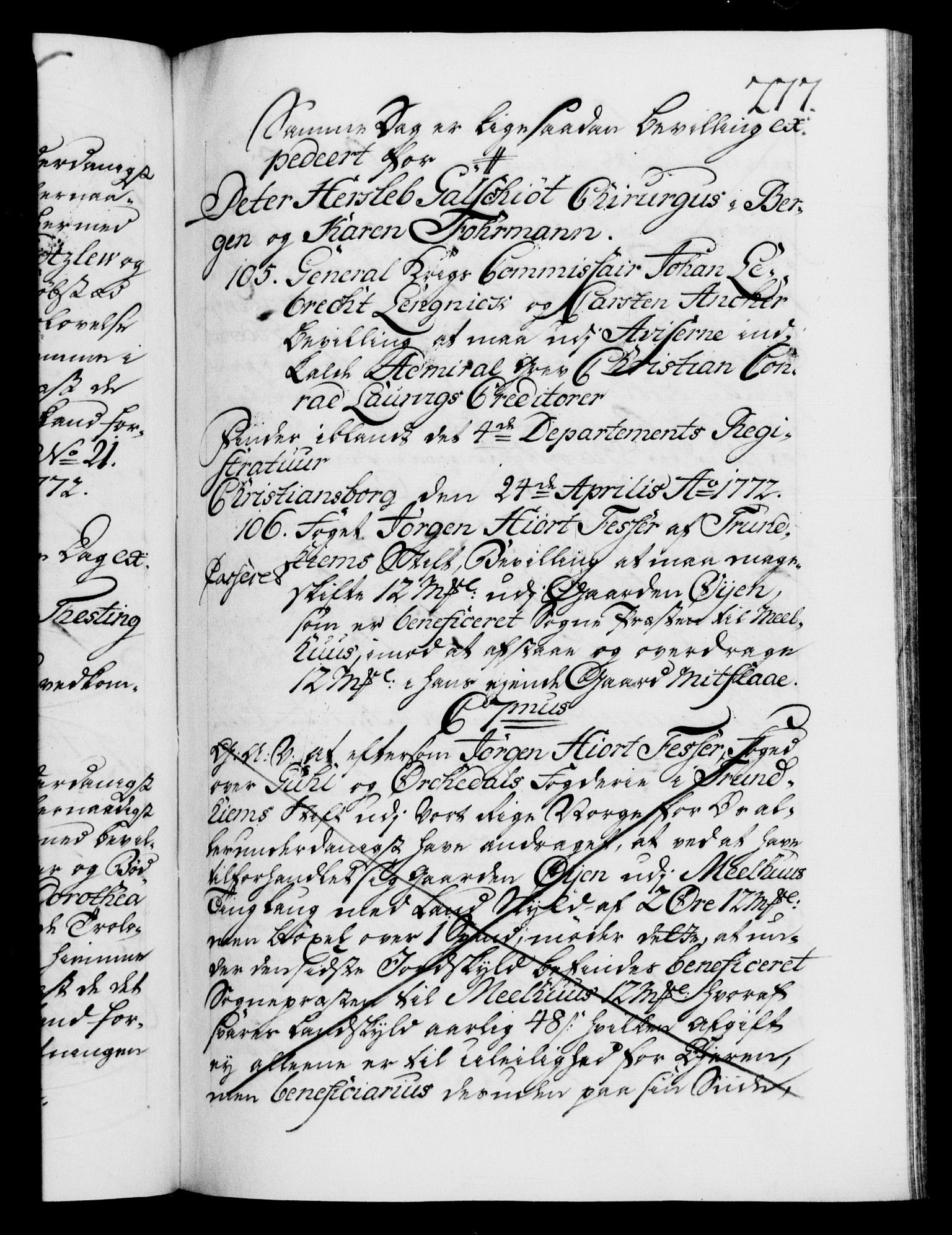 Danske Kanselli 1572-1799, AV/RA-EA-3023/F/Fc/Fca/Fcaa/L0045: Norske registre "Norske eller 3. dept.s åpne brev, 1771-1773, p. 277a