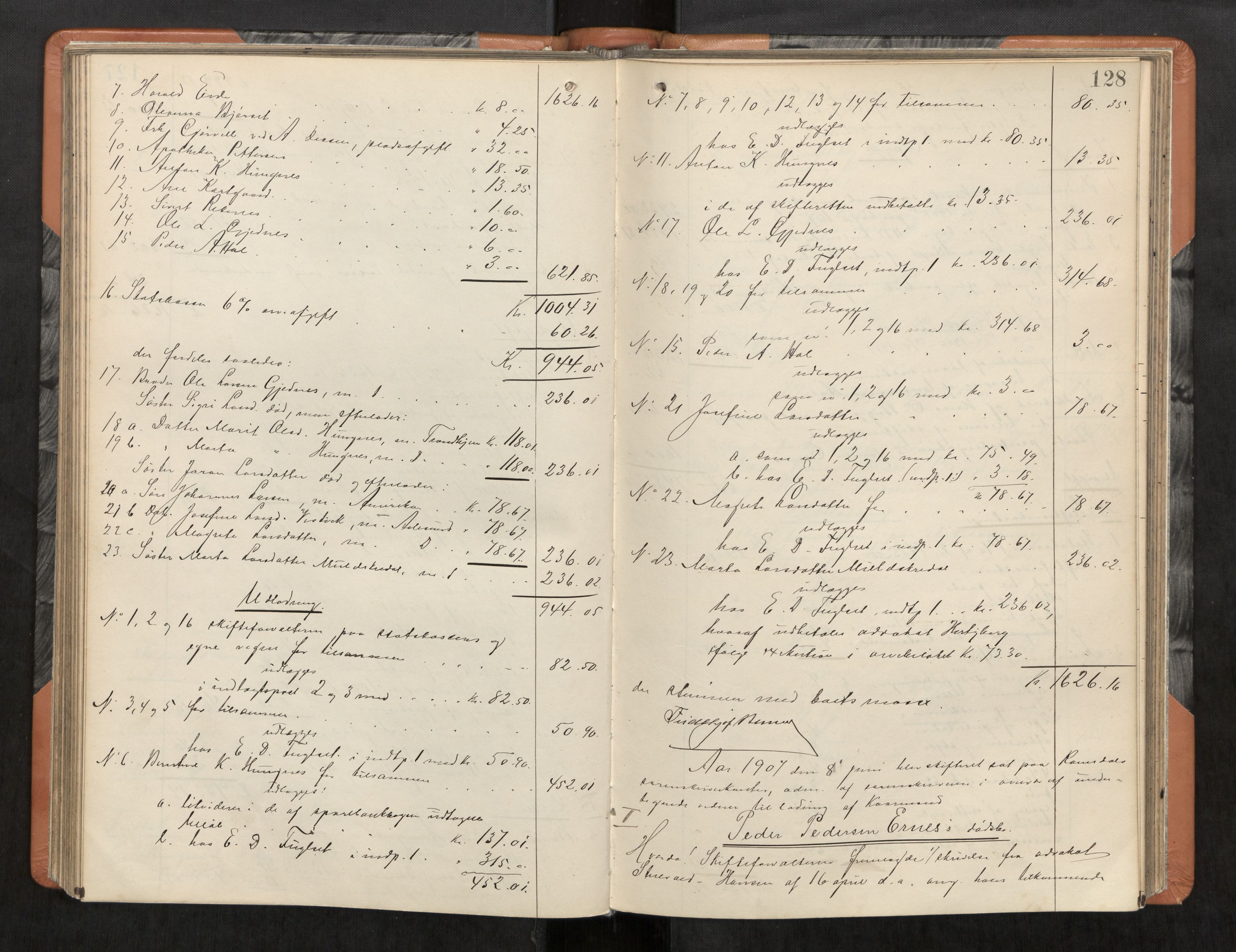 Romsdal sorenskriveri, AV/SAT-A-4149/1/3/3A/L0020: Skifteutlodnings Protokoll 6, 1905-1910, p. 128