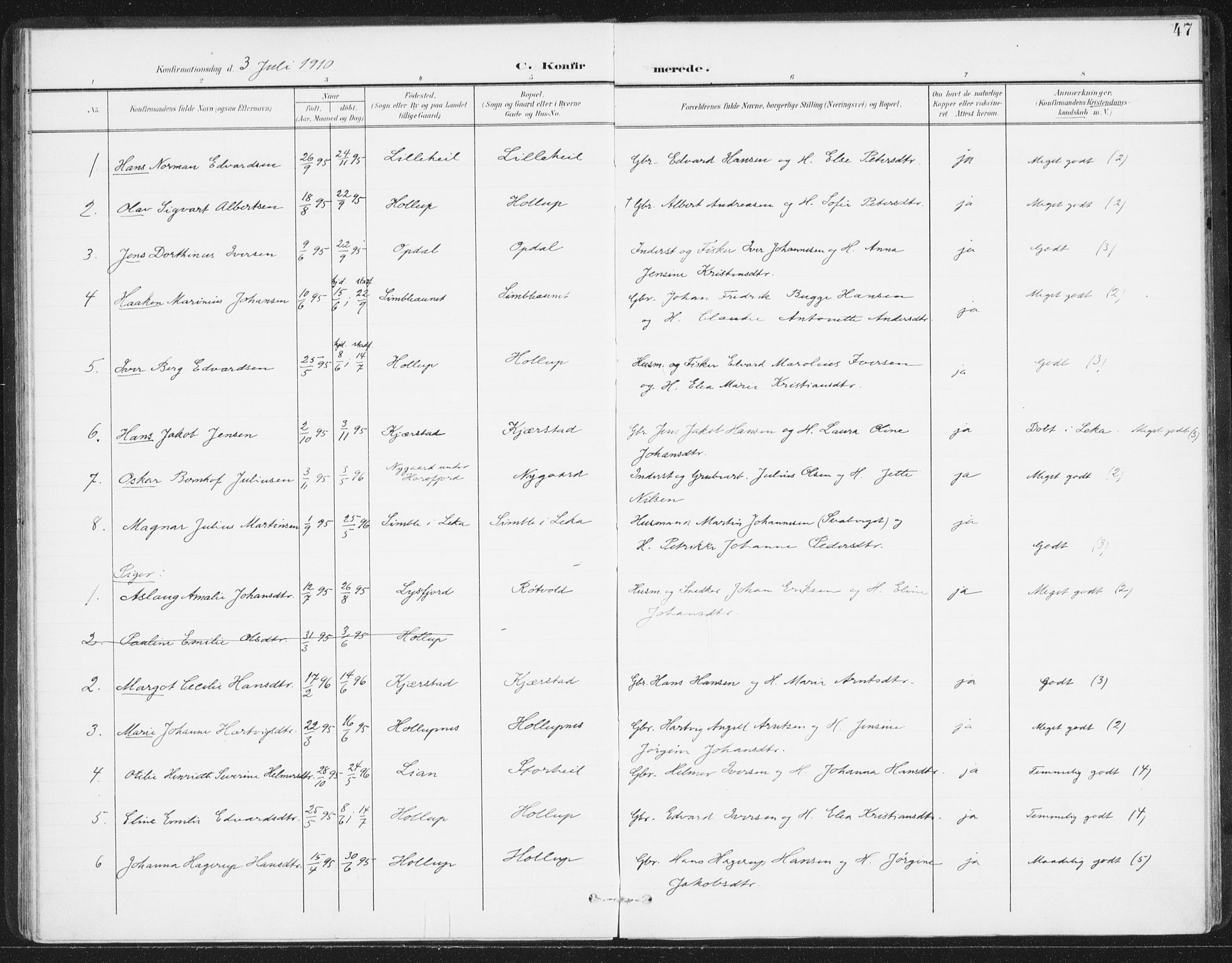 Ministerialprotokoller, klokkerbøker og fødselsregistre - Nordland, AV/SAT-A-1459/811/L0167: Parish register (official) no. 811A04, 1899-1913, p. 47