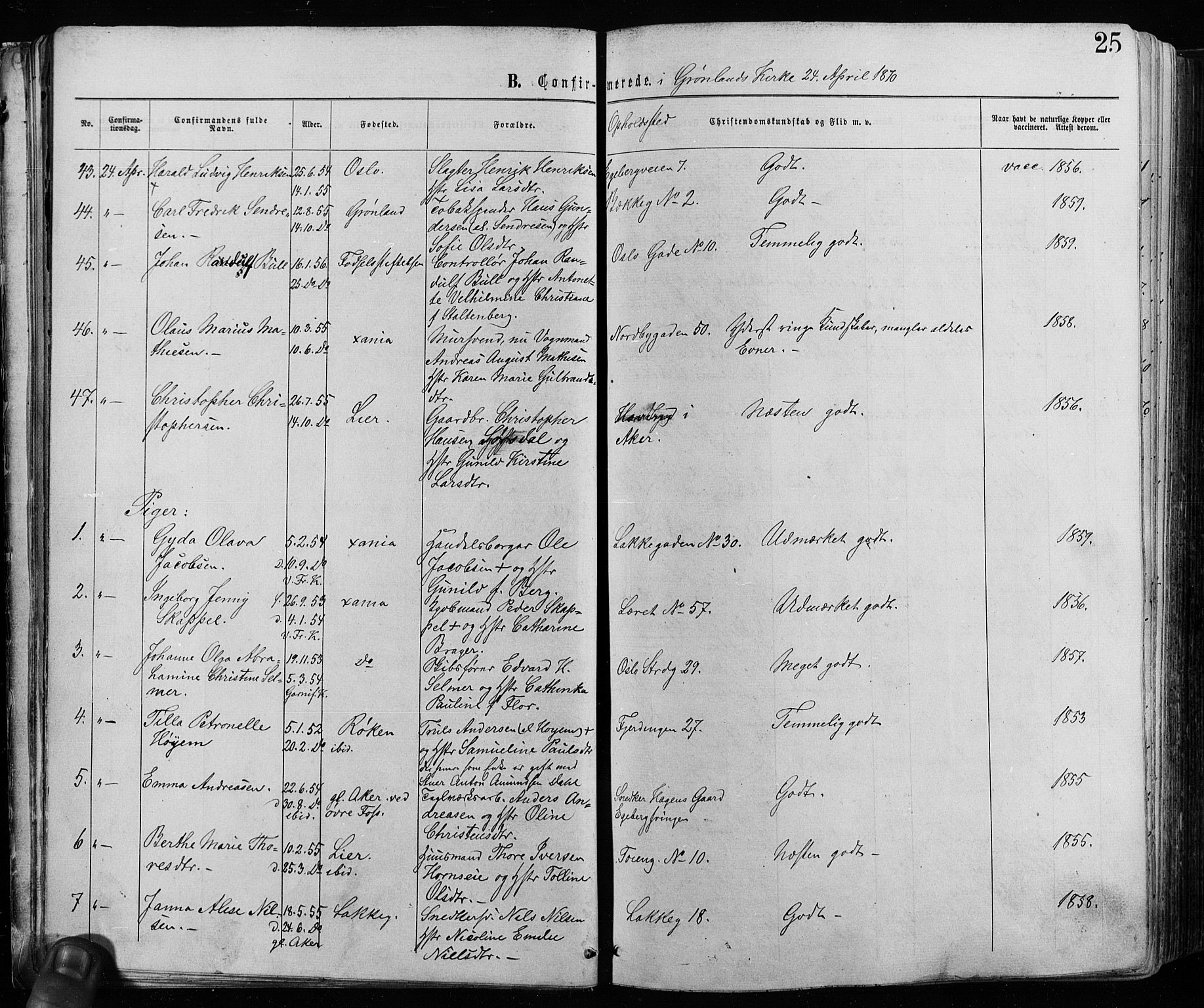 Grønland prestekontor Kirkebøker, AV/SAO-A-10848/F/Fa/L0005: Parish register (official) no. 5, 1869-1880, p. 25