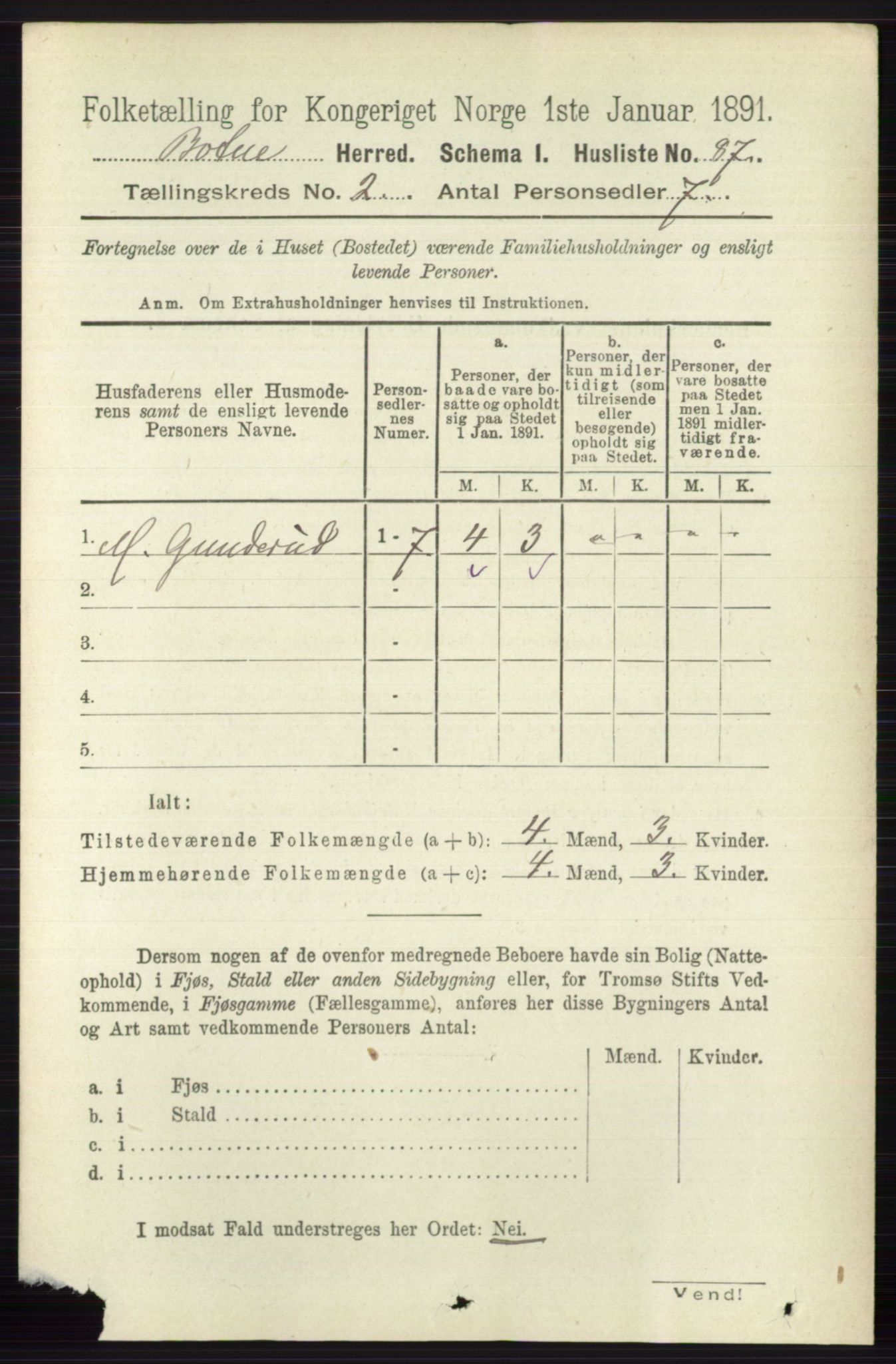 RA, 1891 census for 0715 Botne, 1891, p. 670