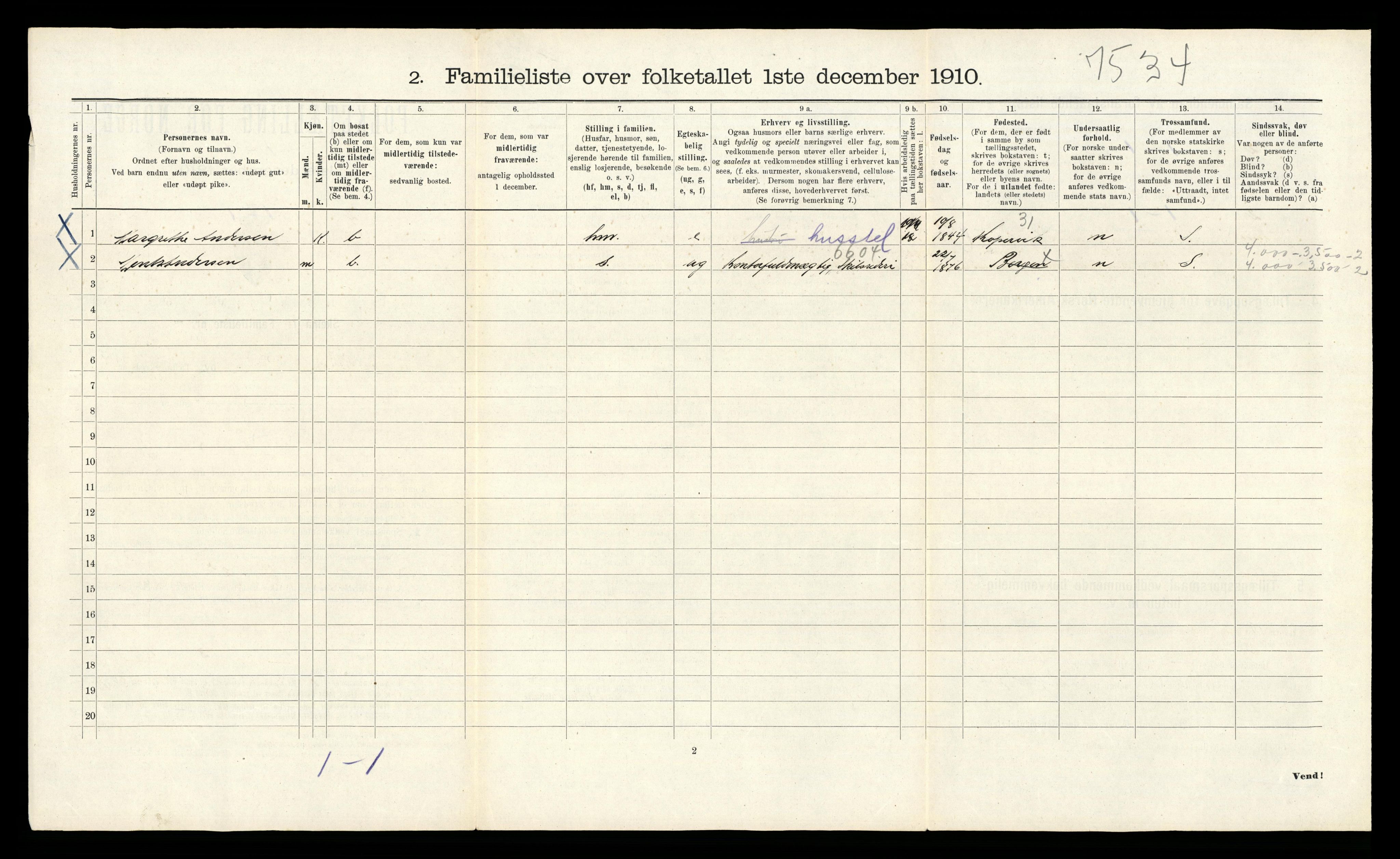 RA, 1910 census for Bergen, 1910, p. 20962