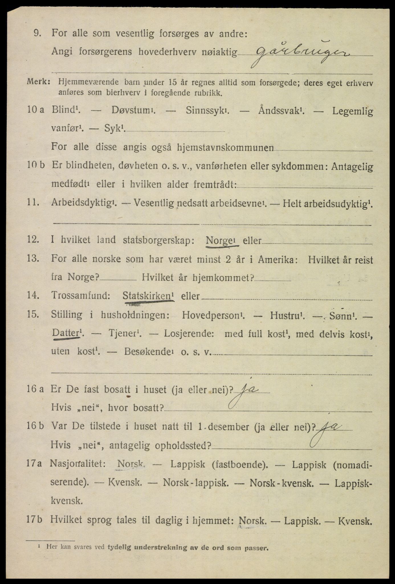 SAT, 1920 census for Evenes, 1920, p. 12035