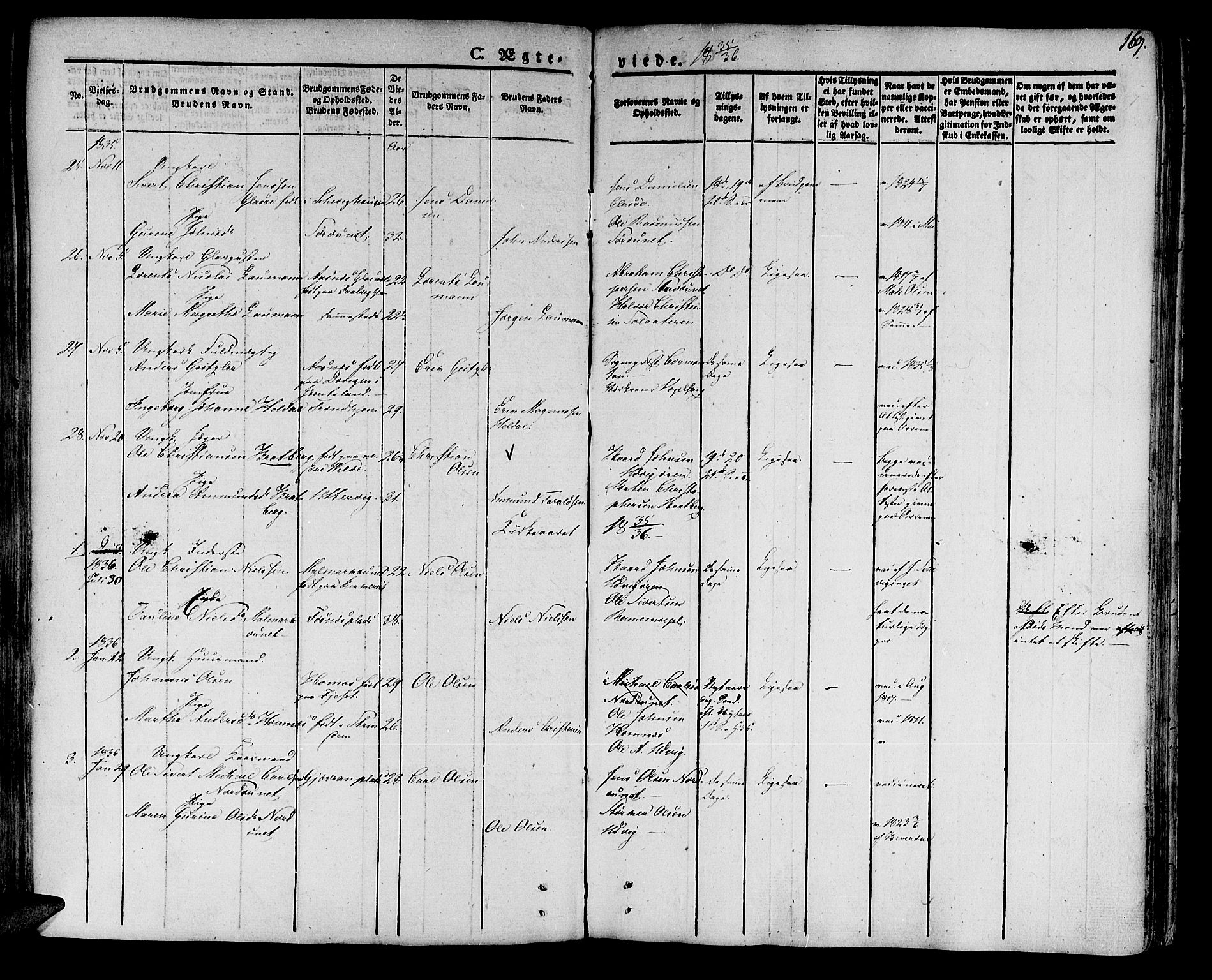 Ministerialprotokoller, klokkerbøker og fødselsregistre - Nord-Trøndelag, AV/SAT-A-1458/741/L0390: Parish register (official) no. 741A04, 1822-1836, p. 169