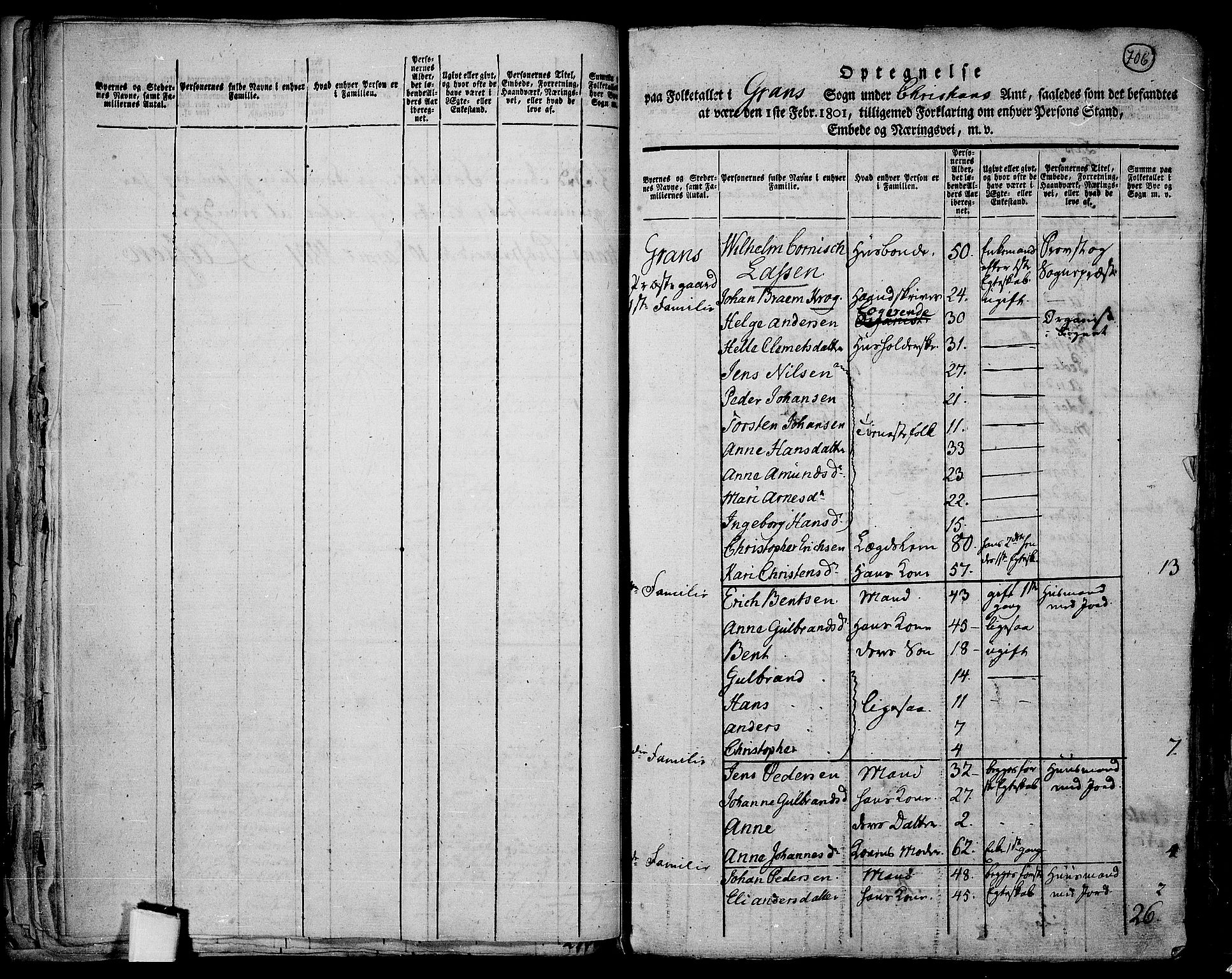 RA, 1801 census for 0534P Gran, 1801, p. 705b-706a
