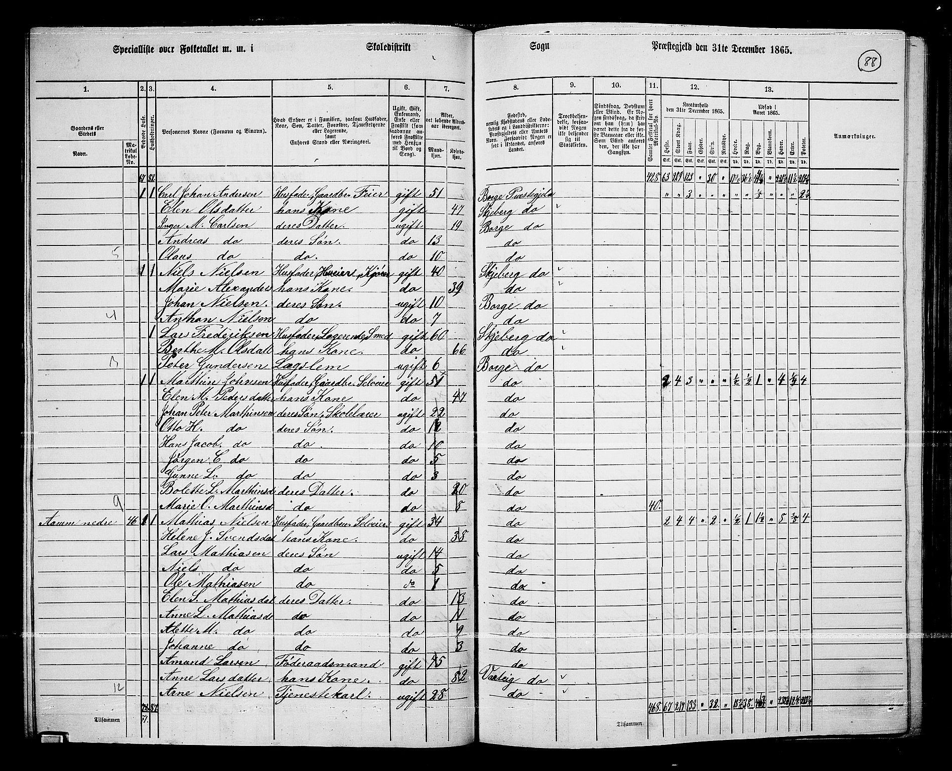 RA, 1865 census for Borge, 1865, p. 83