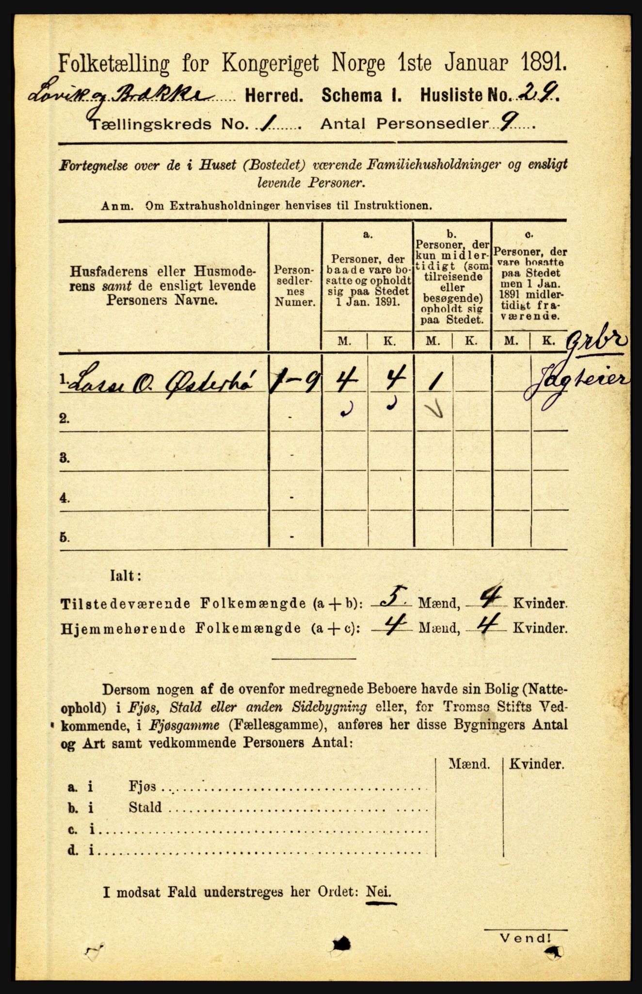 RA, 1891 census for 1415 Lavik og Brekke, 1891, p. 61