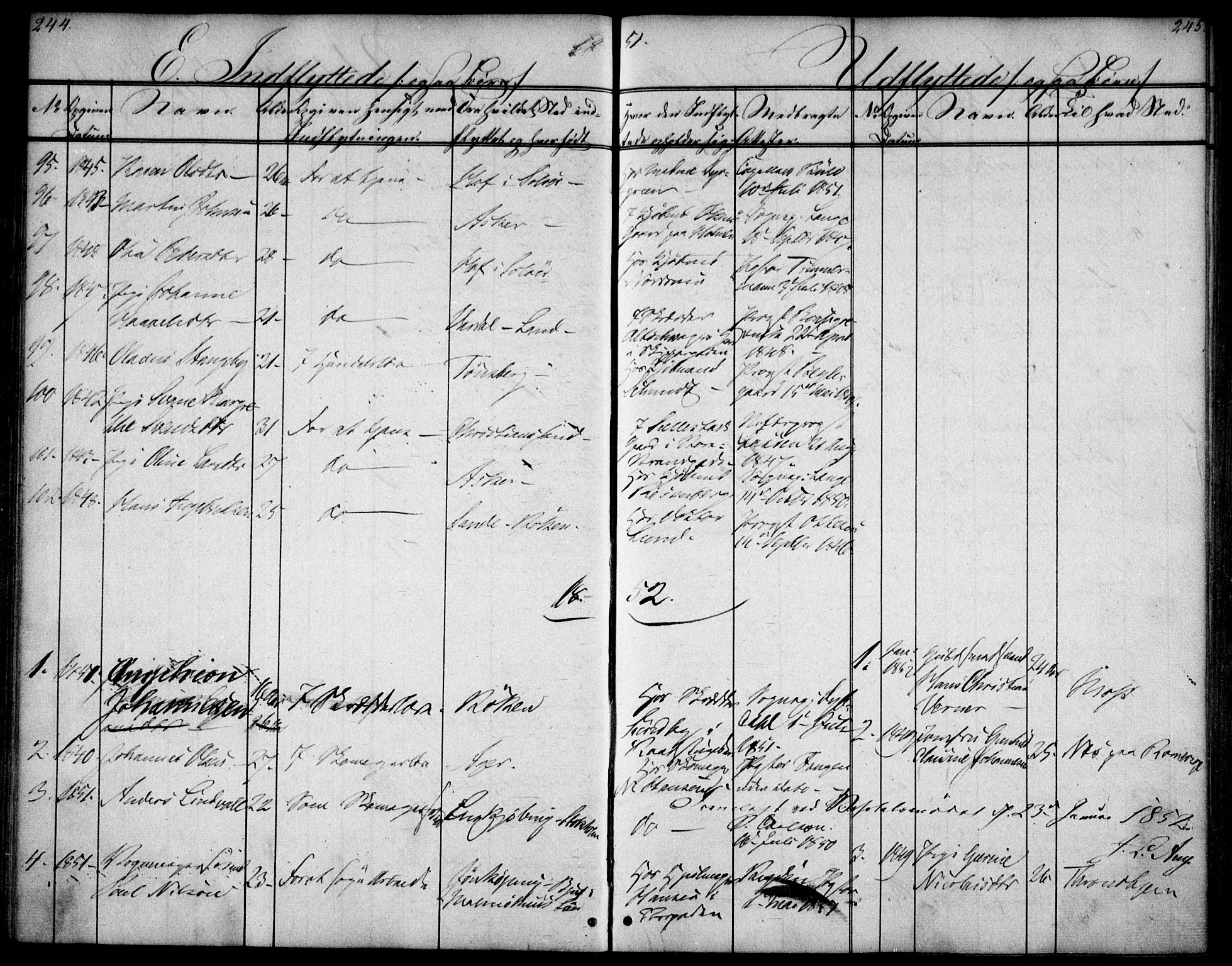Oslo domkirke Kirkebøker, SAO/A-10752/F/Fa/L0028: Parish register (official) no. 28, 1840-1876, p. 244-245