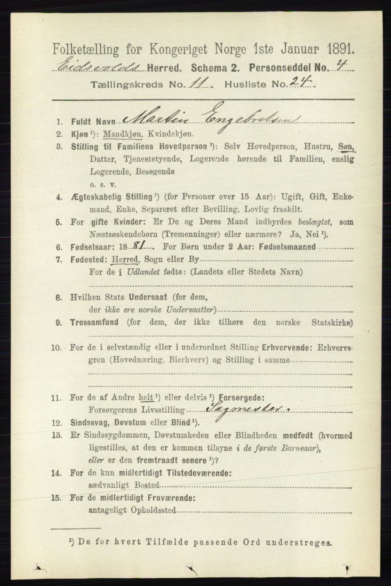 RA, 1891 census for 0237 Eidsvoll, 1891, p. 7837