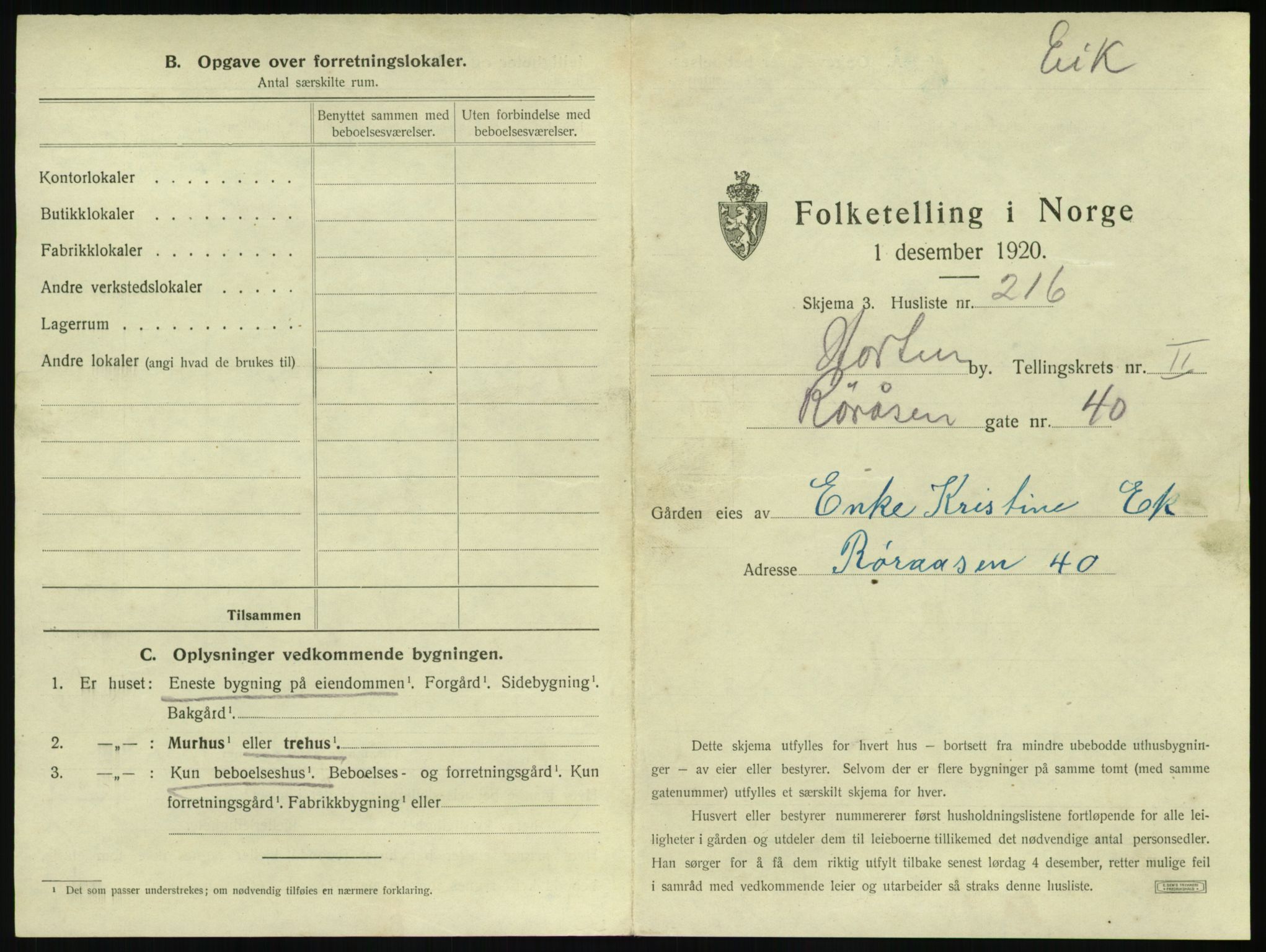 SAKO, 1920 census for Horten, 1920, p. 749