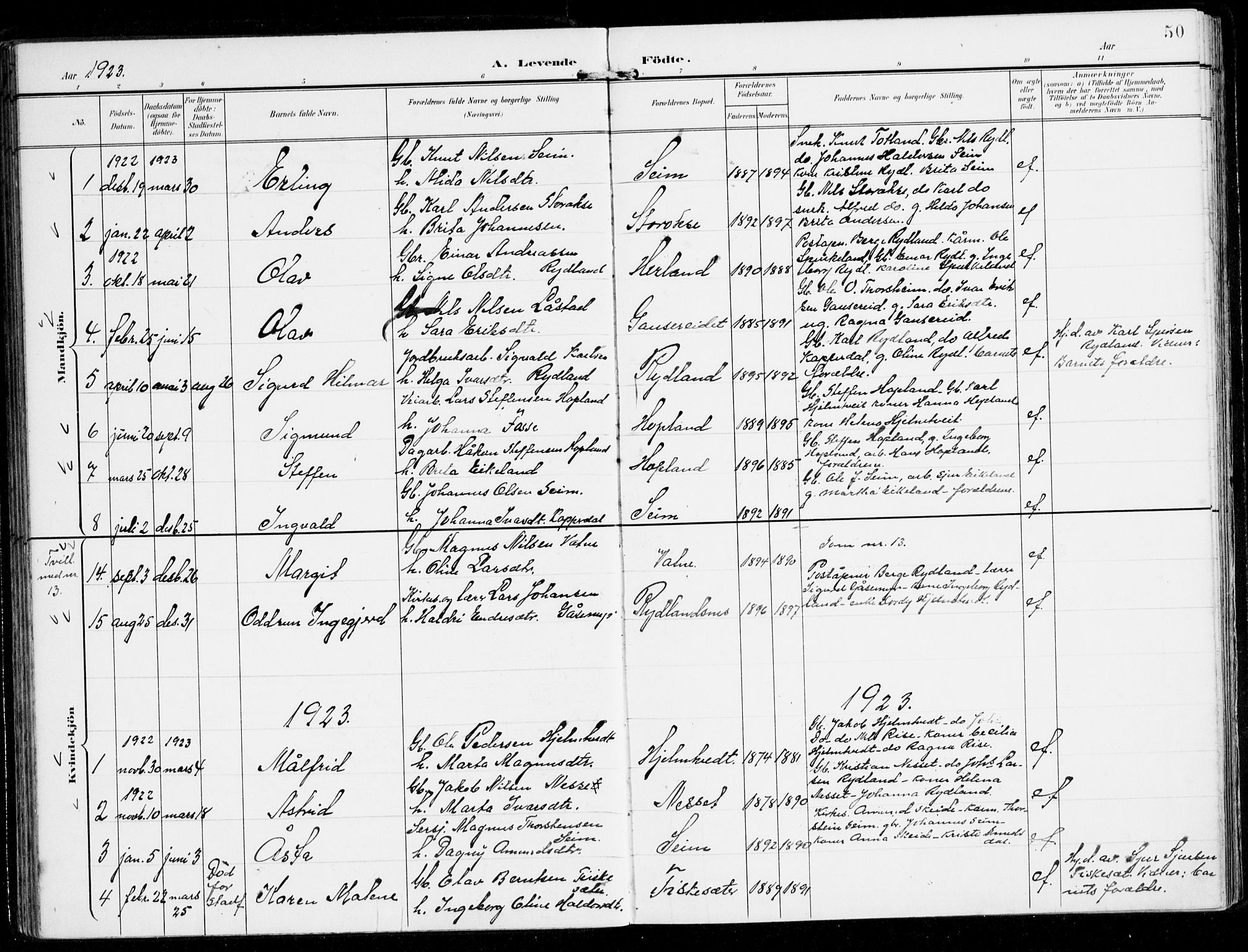 Alversund Sokneprestembete, SAB/A-73901/H/Ha/Haa/Haad/L0004: Parish register (official) no. D 4, 1898-1926, p. 50